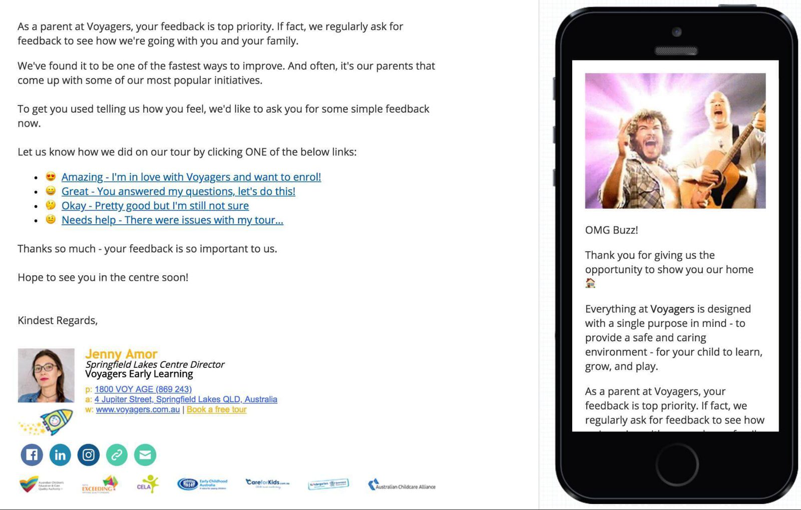 tour follow up email
