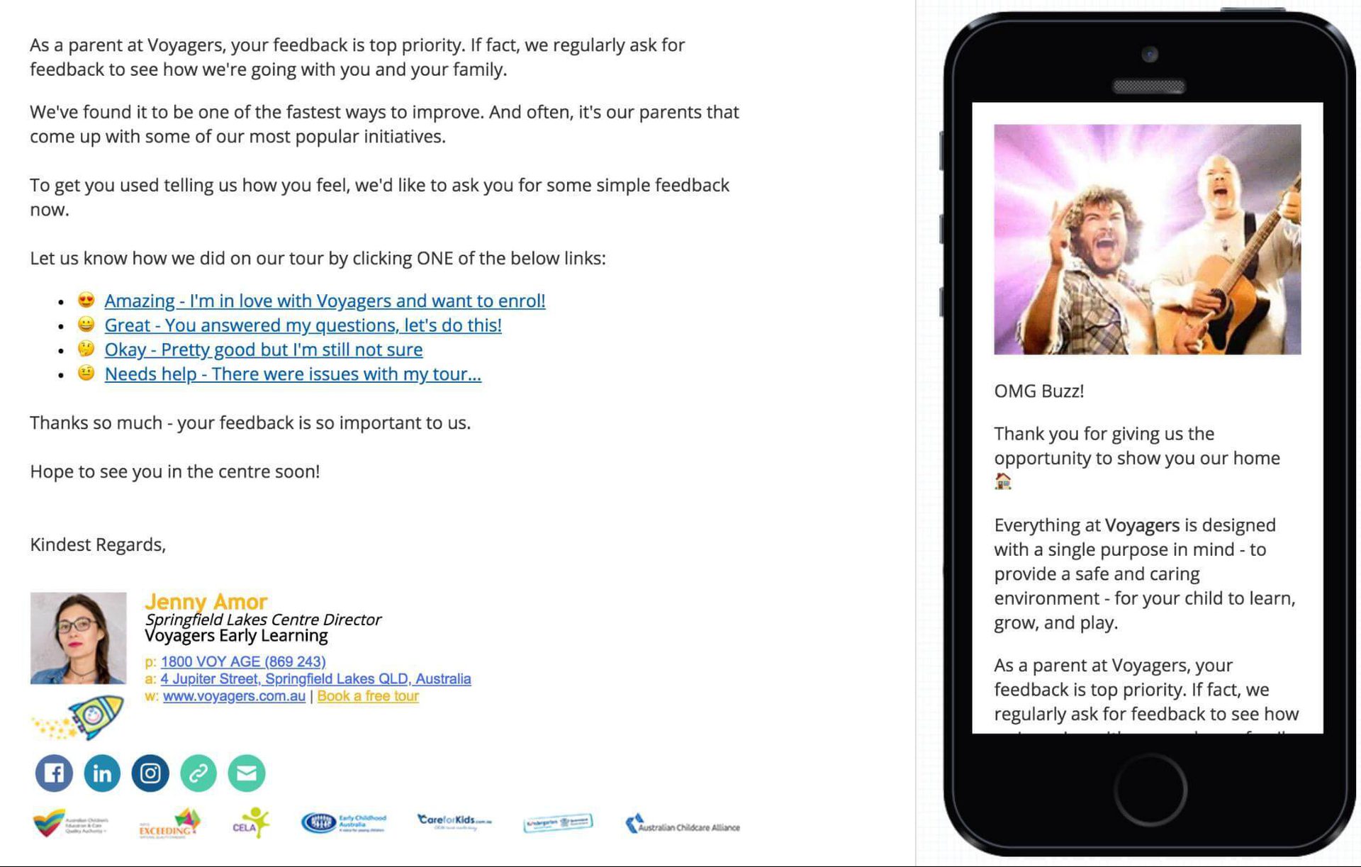 tour follow up email