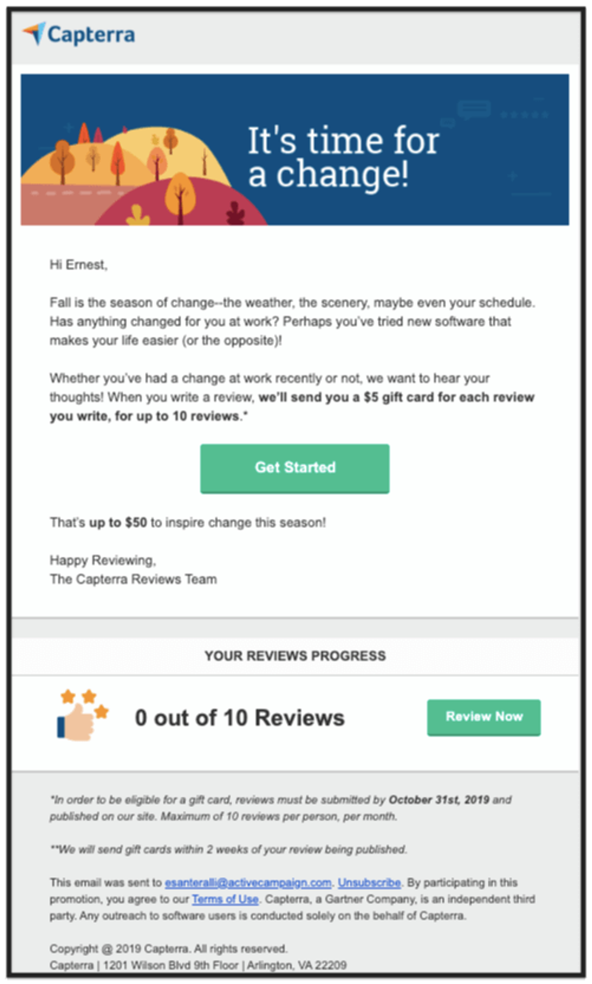 Capterra email newsletter design example