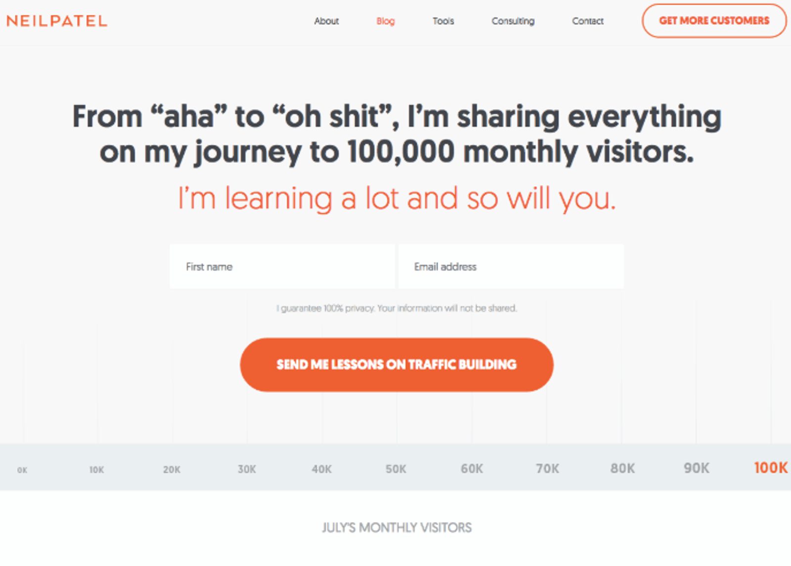 neil patel pop up example