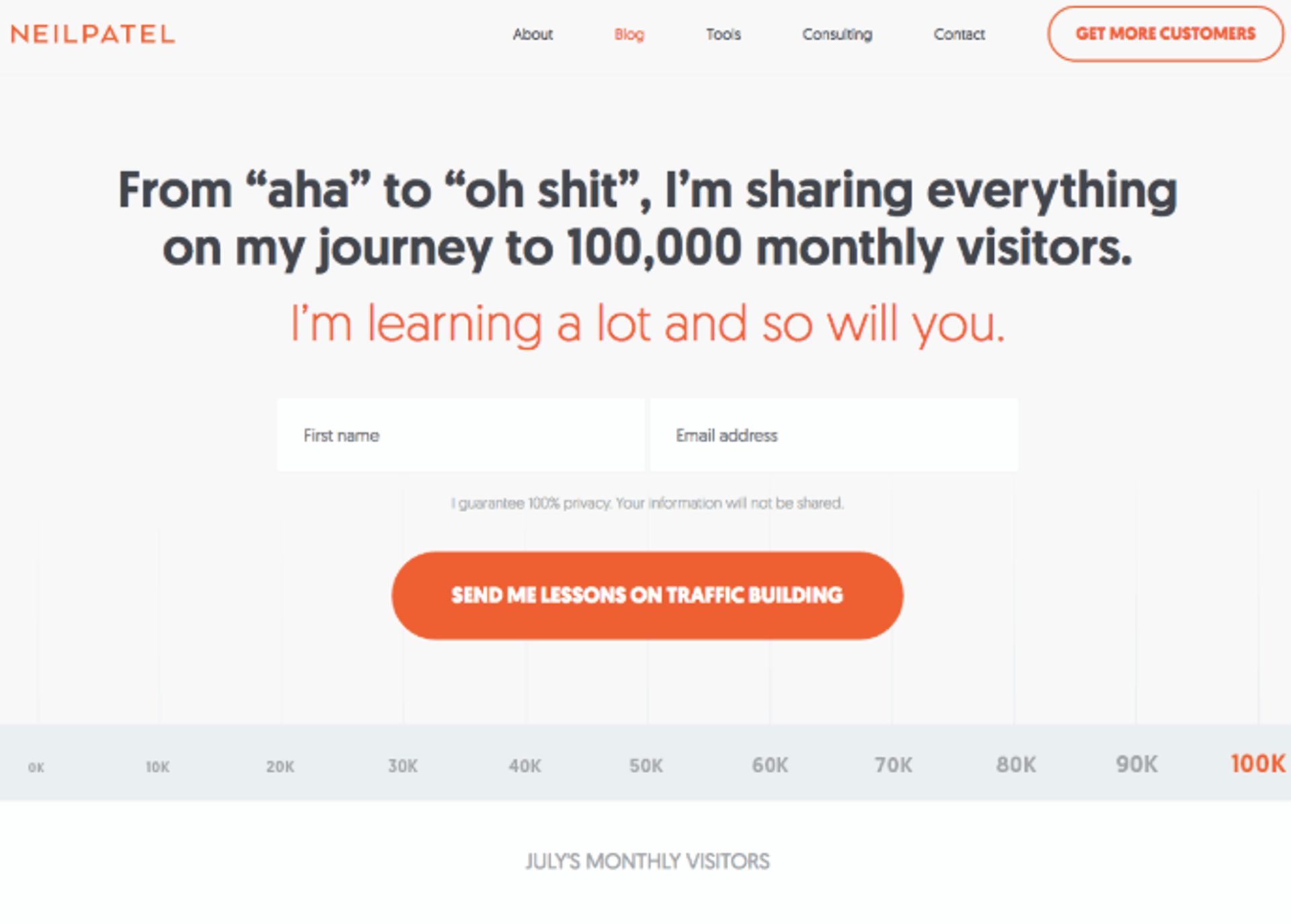 neil patel pop up example