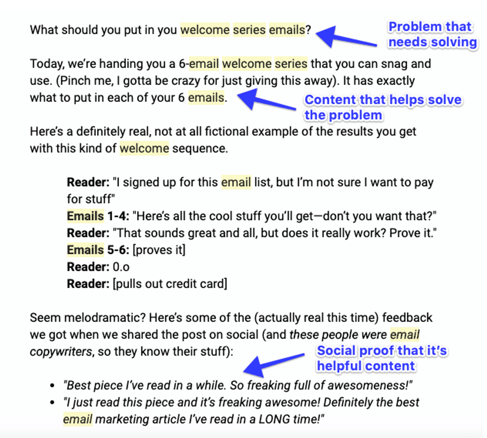 Example of a welcome email sequence