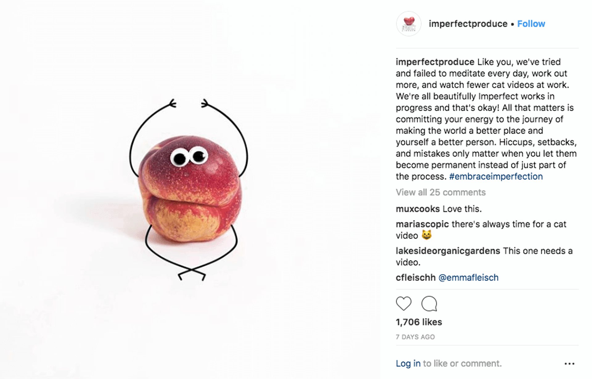 Imperfect peach with googly eyes