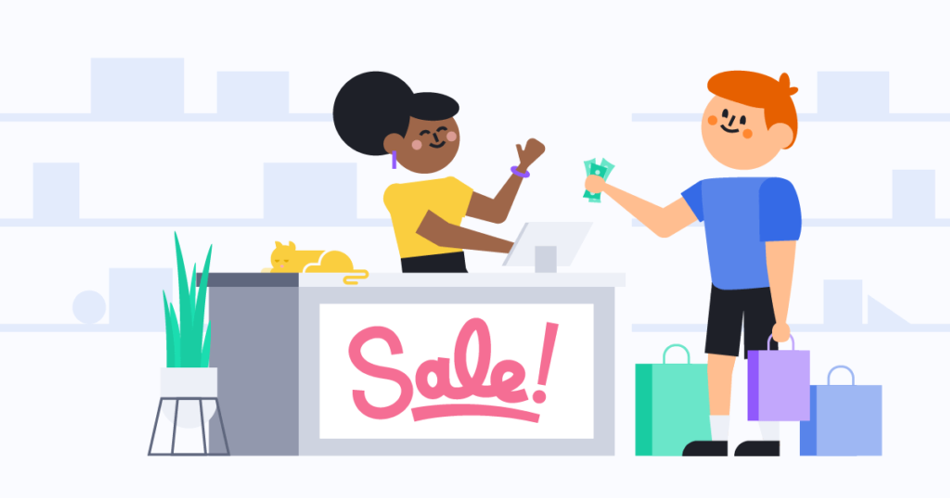 Two people shopping on small business saturday