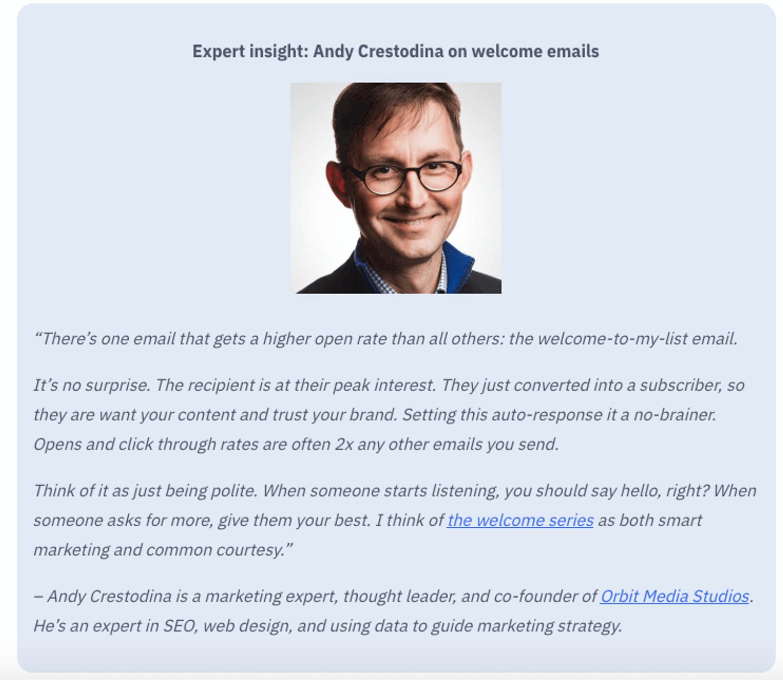 andy crestodina welcome emails