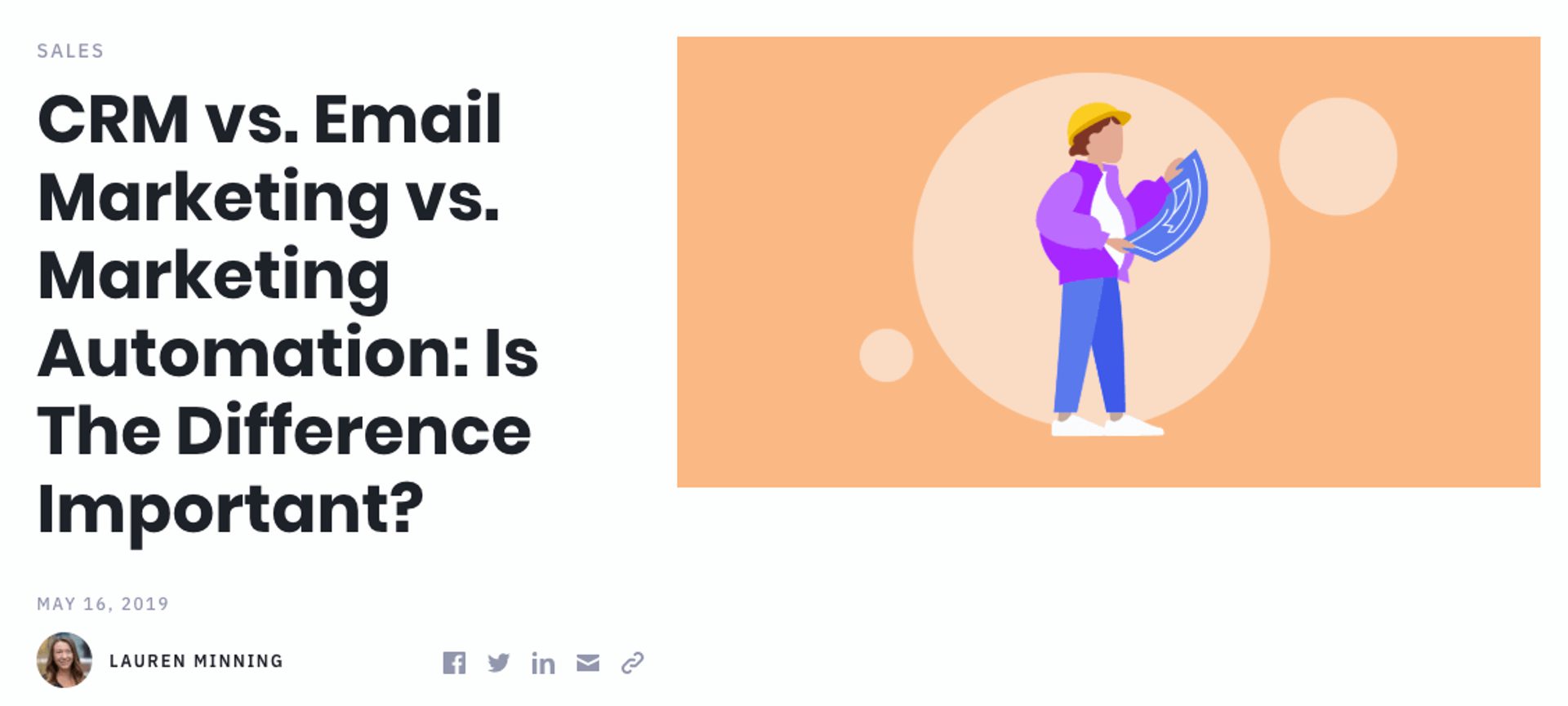 Screenshot of blog post with title and hero image