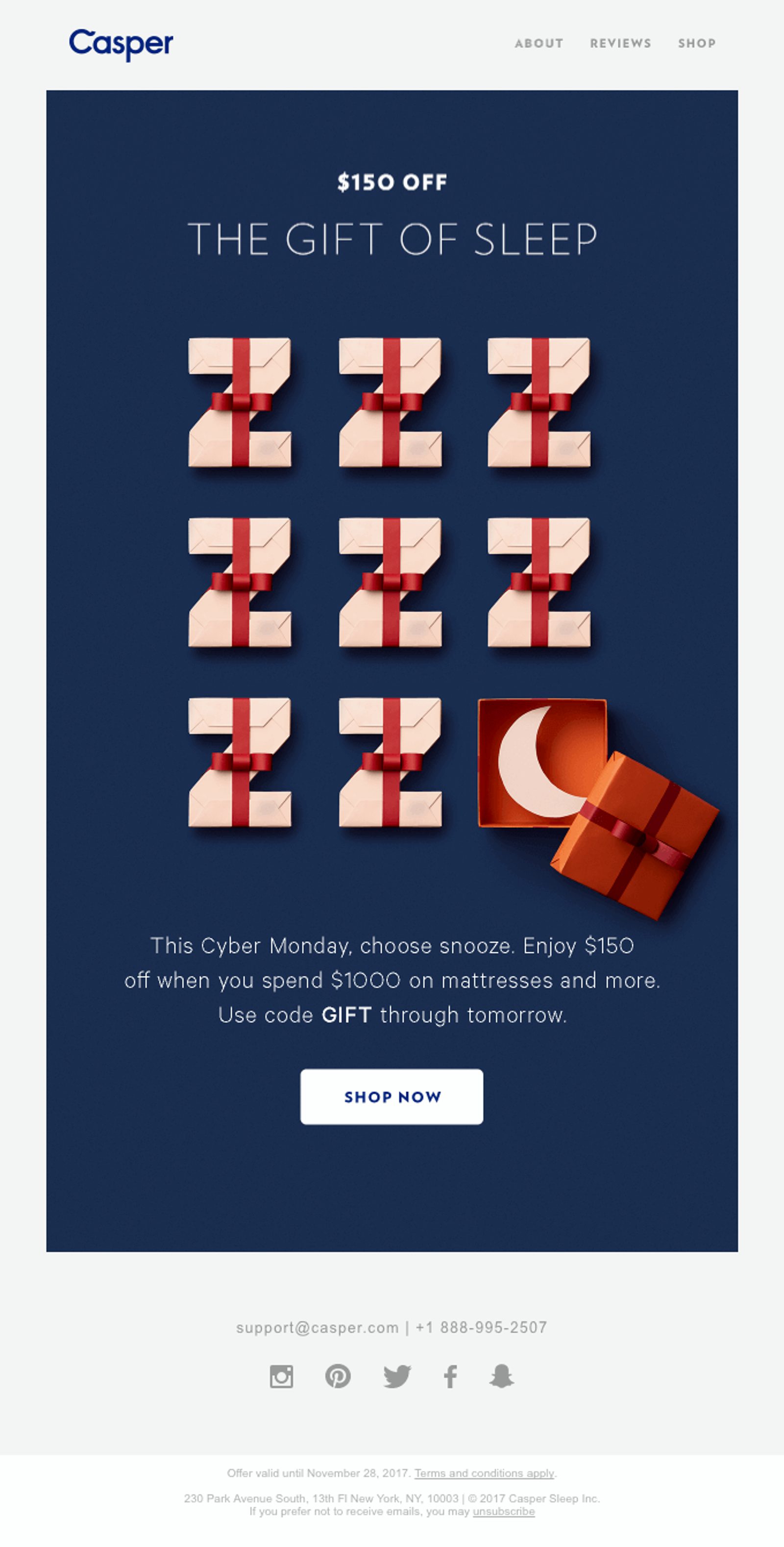 Minimalistic Cyber Monday email
