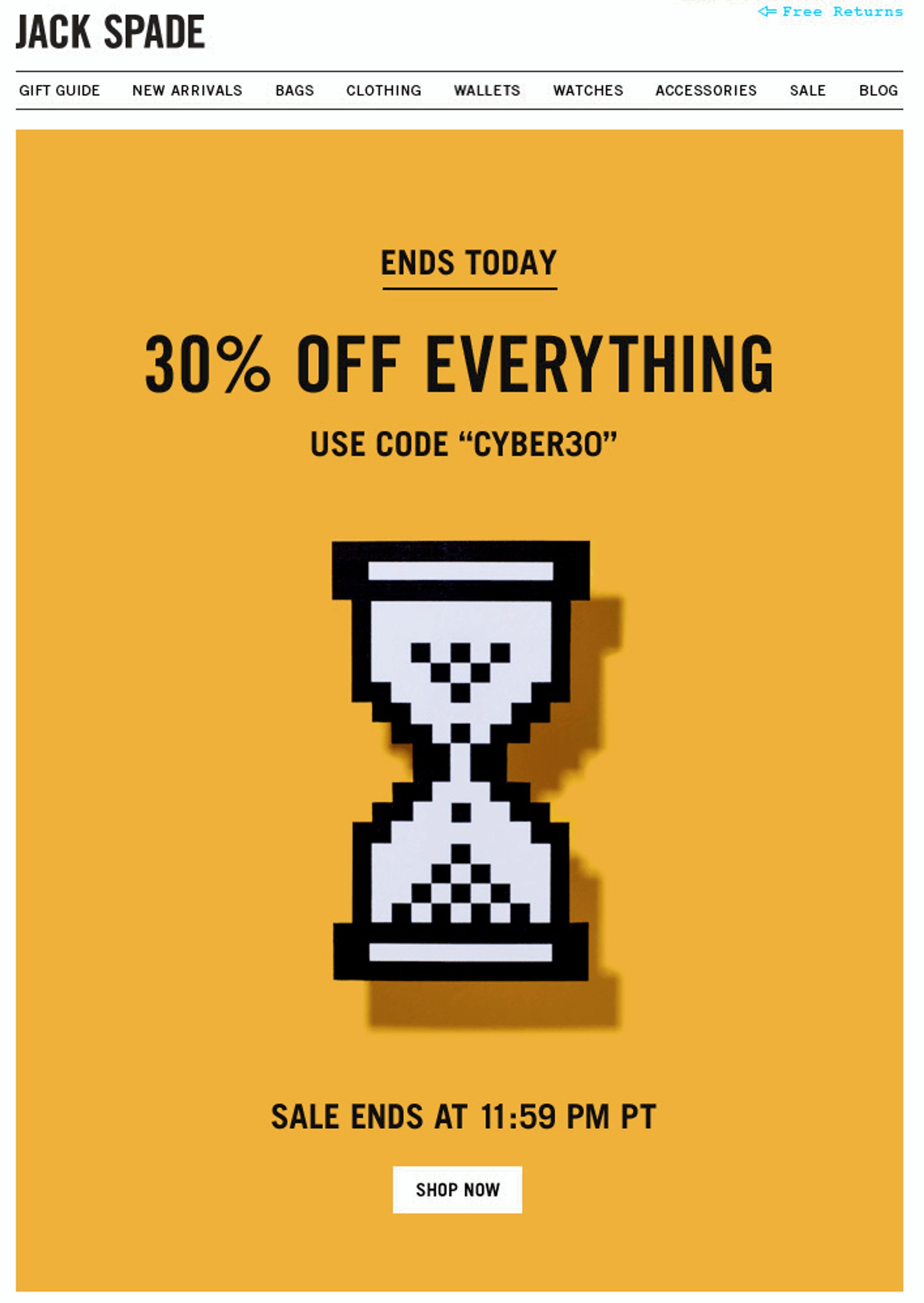 Urgency in Cyber Monday emails