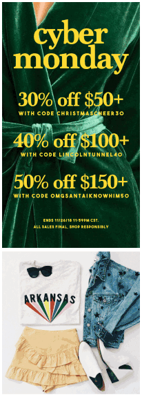 Using GIFs in Cyber Monday emails