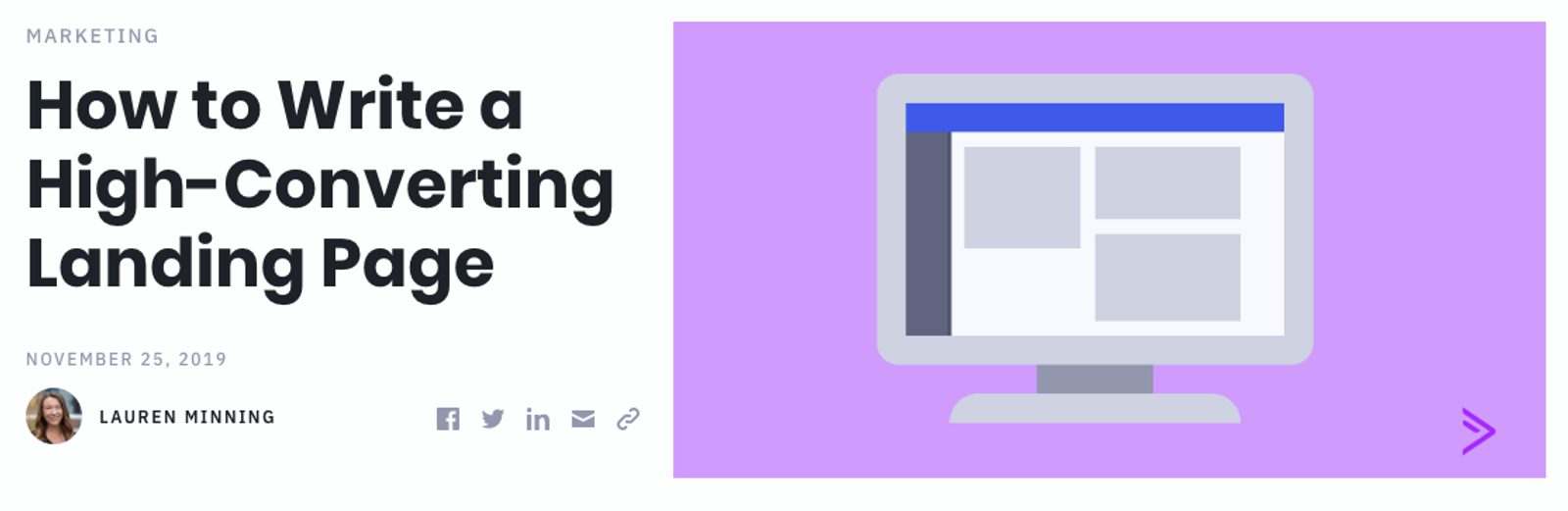 Screenshot of a blog post with title and hero image