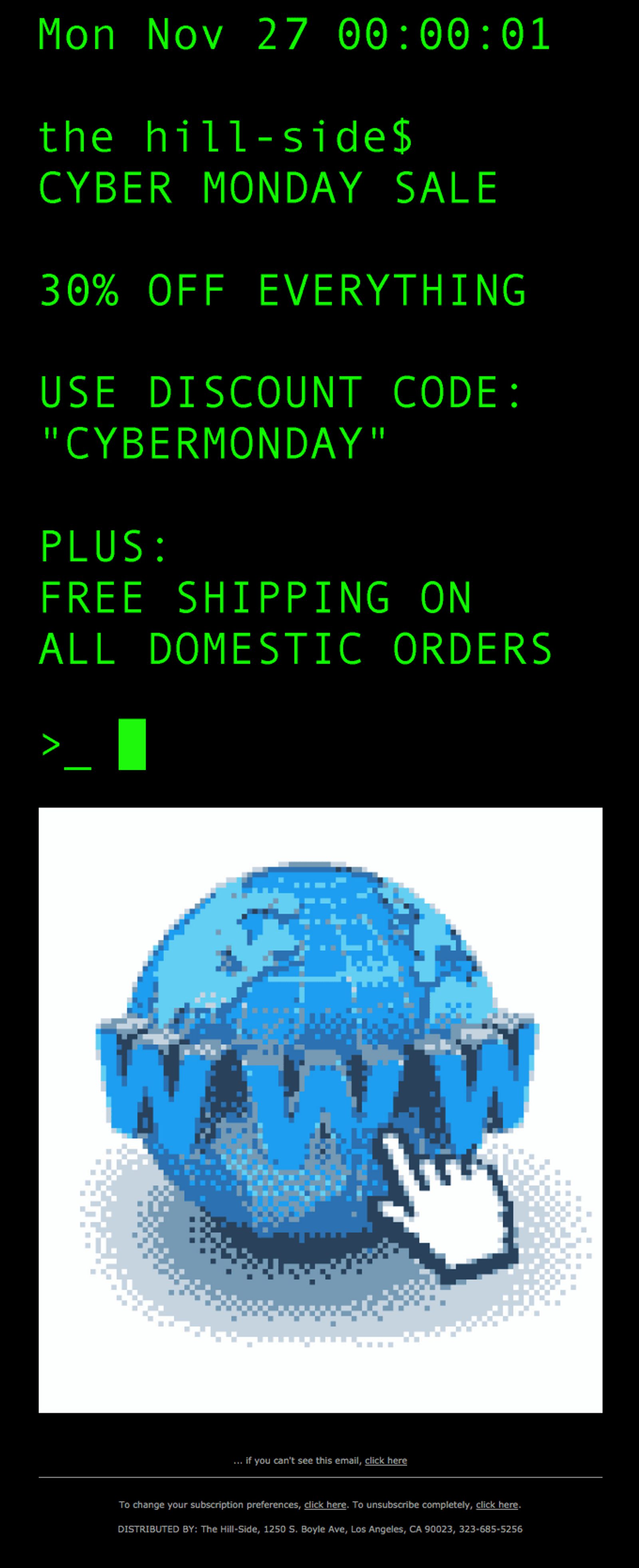 Stylized Cyber Monday email example