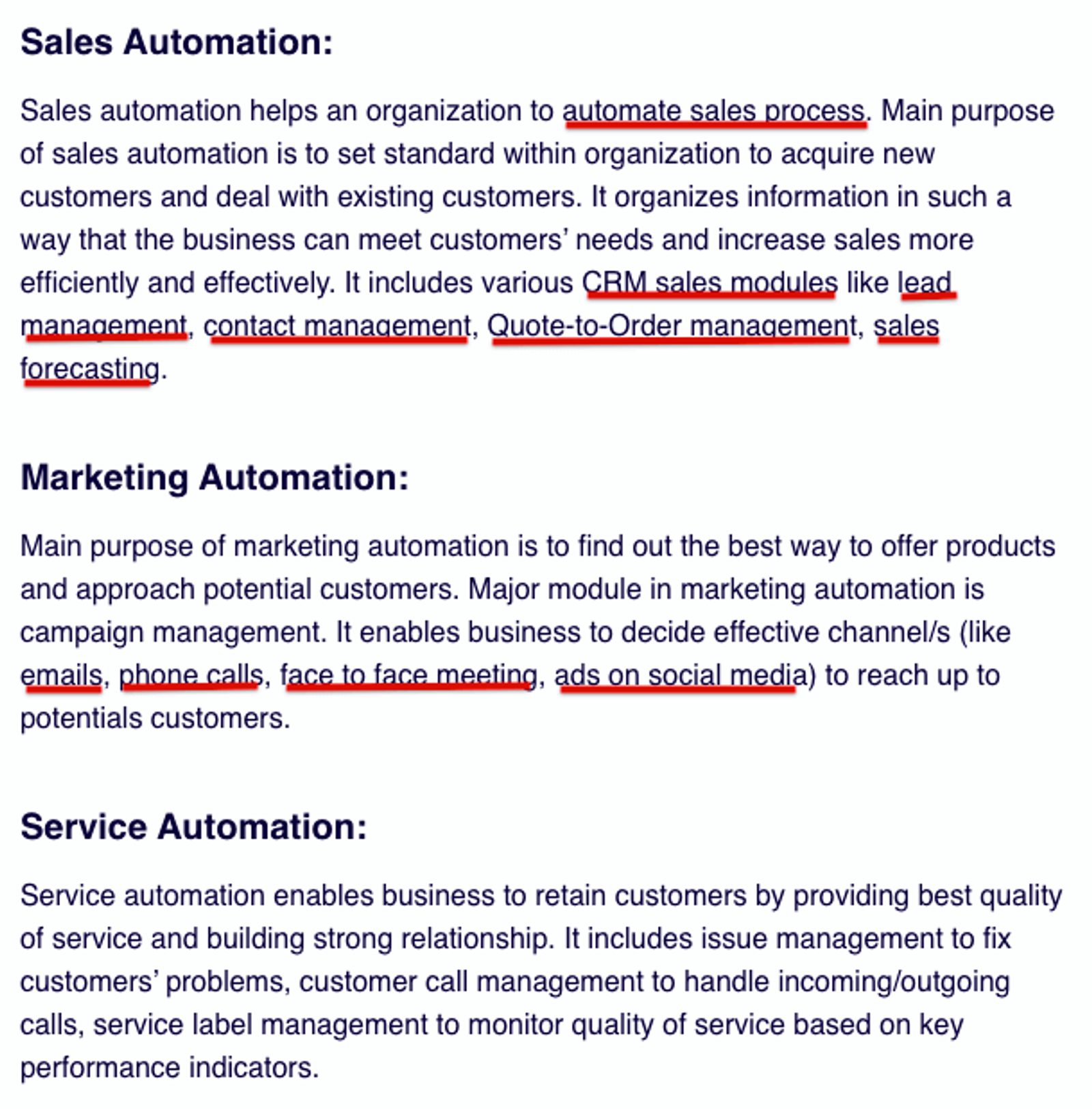 Screenshot of a top-ranking blog post with keywords underlined