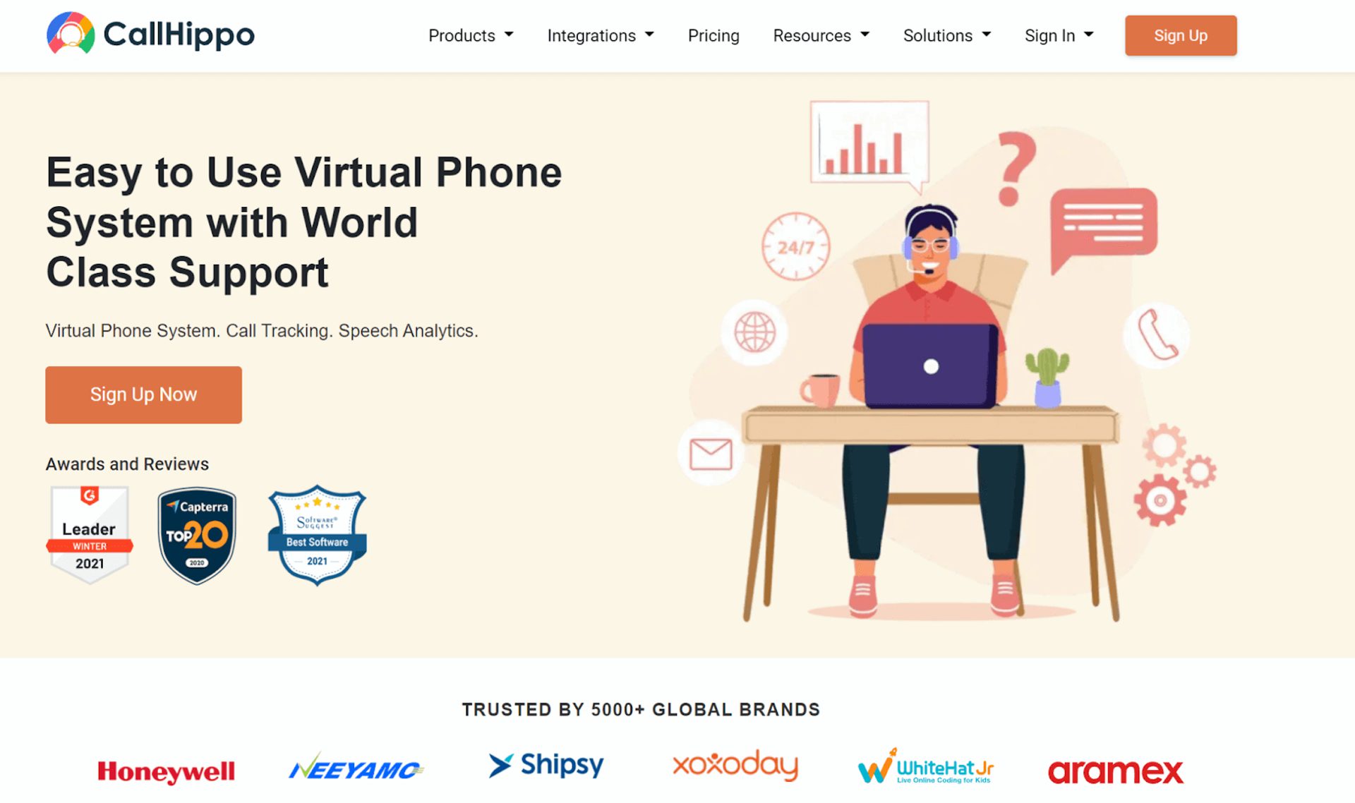 Screenshot of CallHippo's Home Page