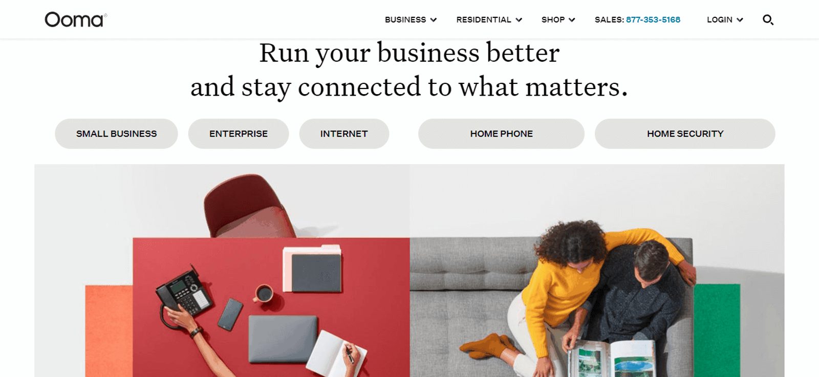Screenshot of Ooma's Home Page