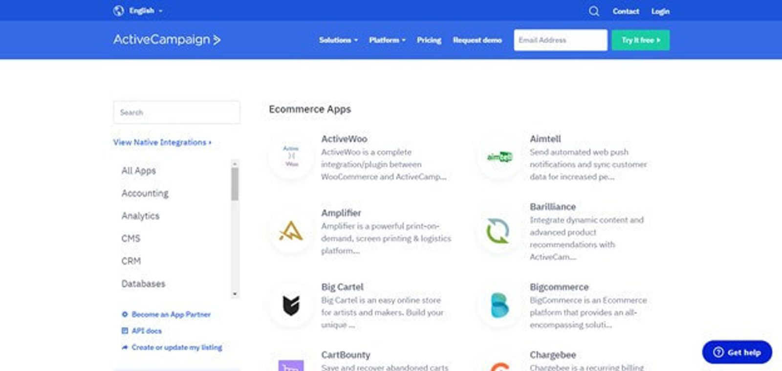 Intégrations d'e-commerce avec ActiveCampaign