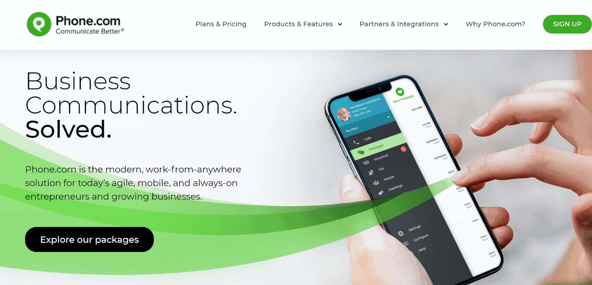 Screenshot of phone.com Home Page