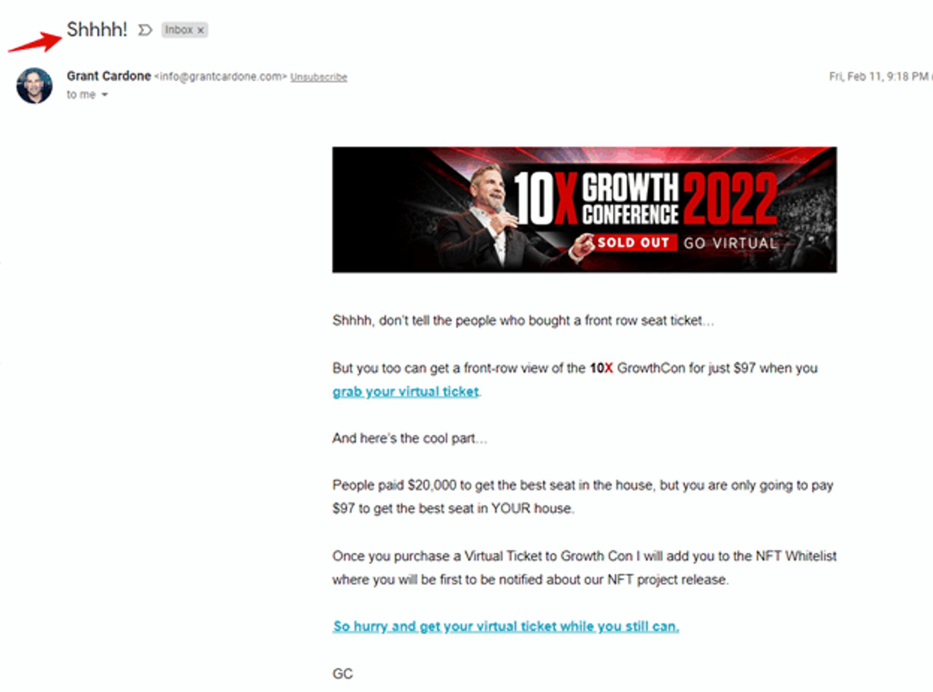 Example of bad newsletter subject line example