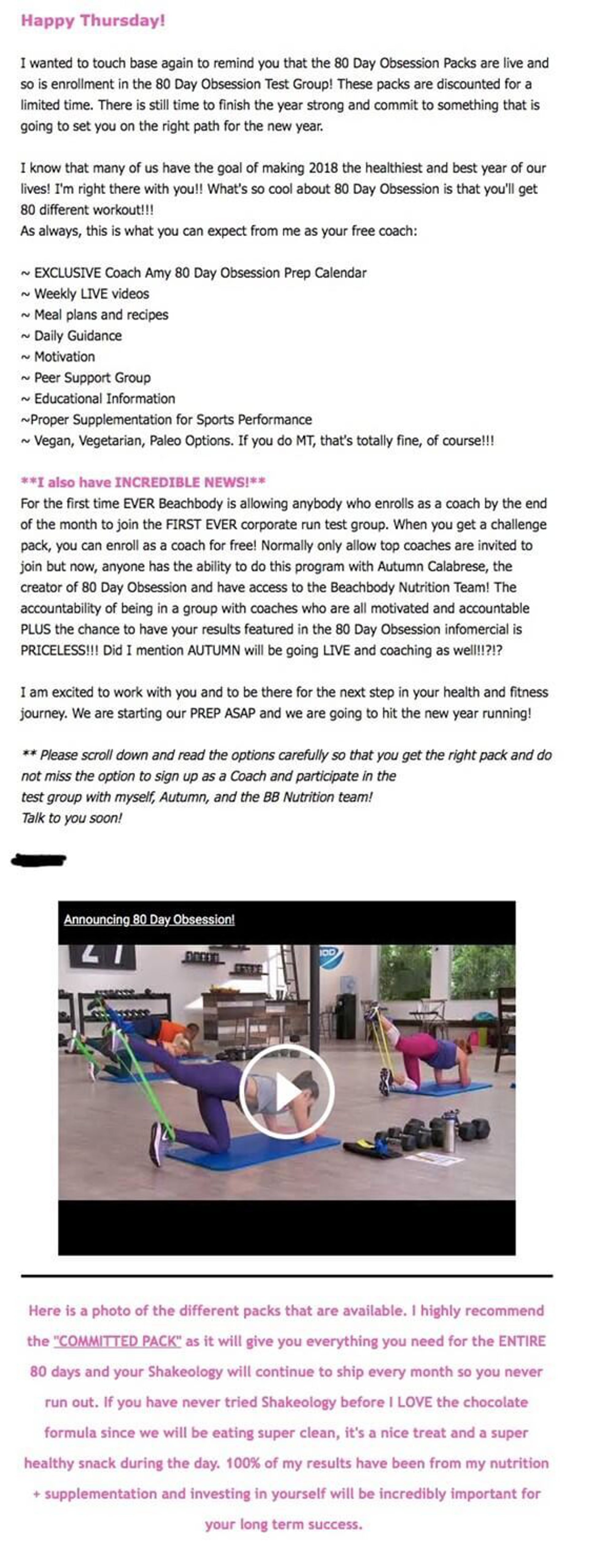 Email containing too much information