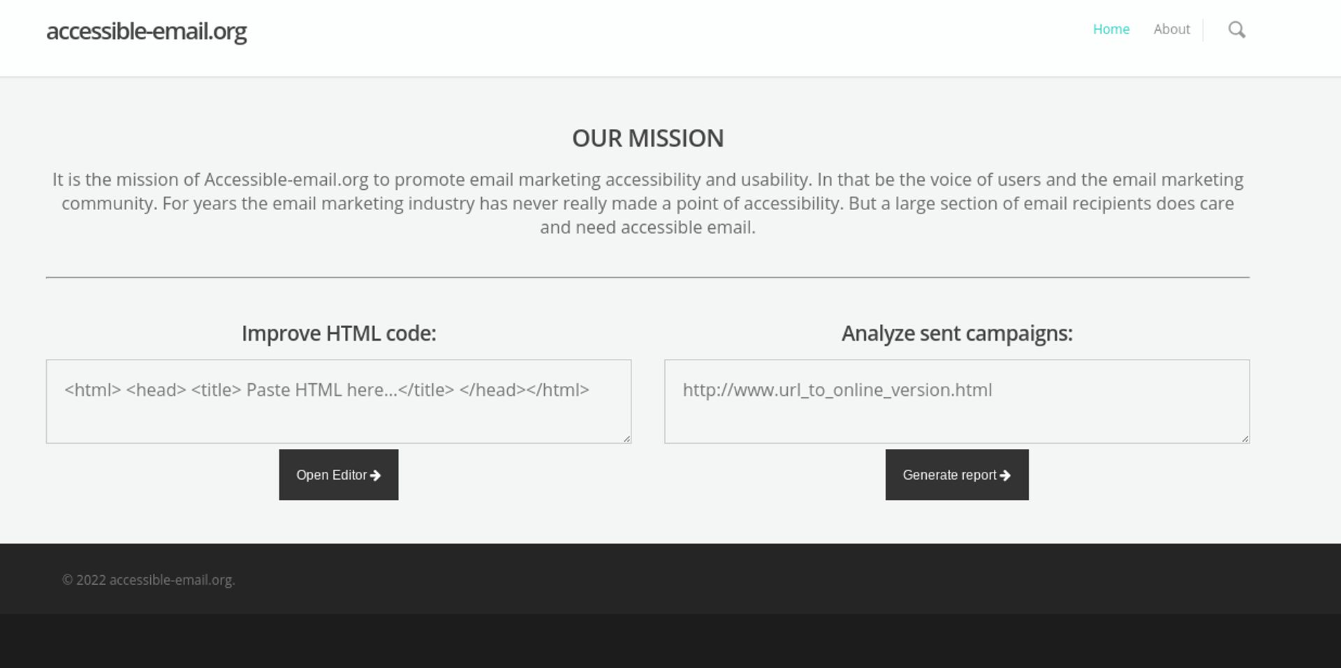 Screenshot of Accessible Email functionality