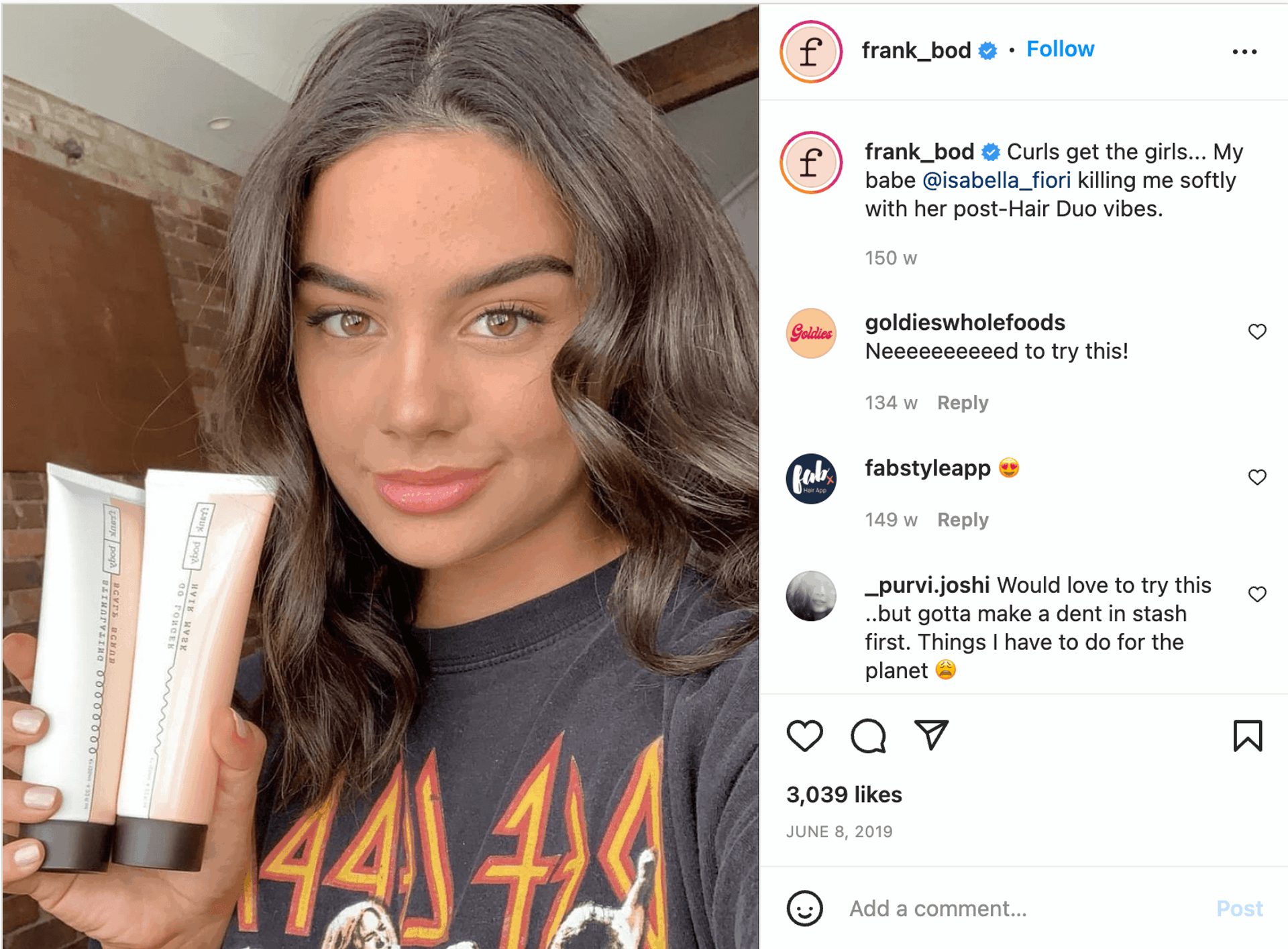 screenshot of customer shoutout on instagram
