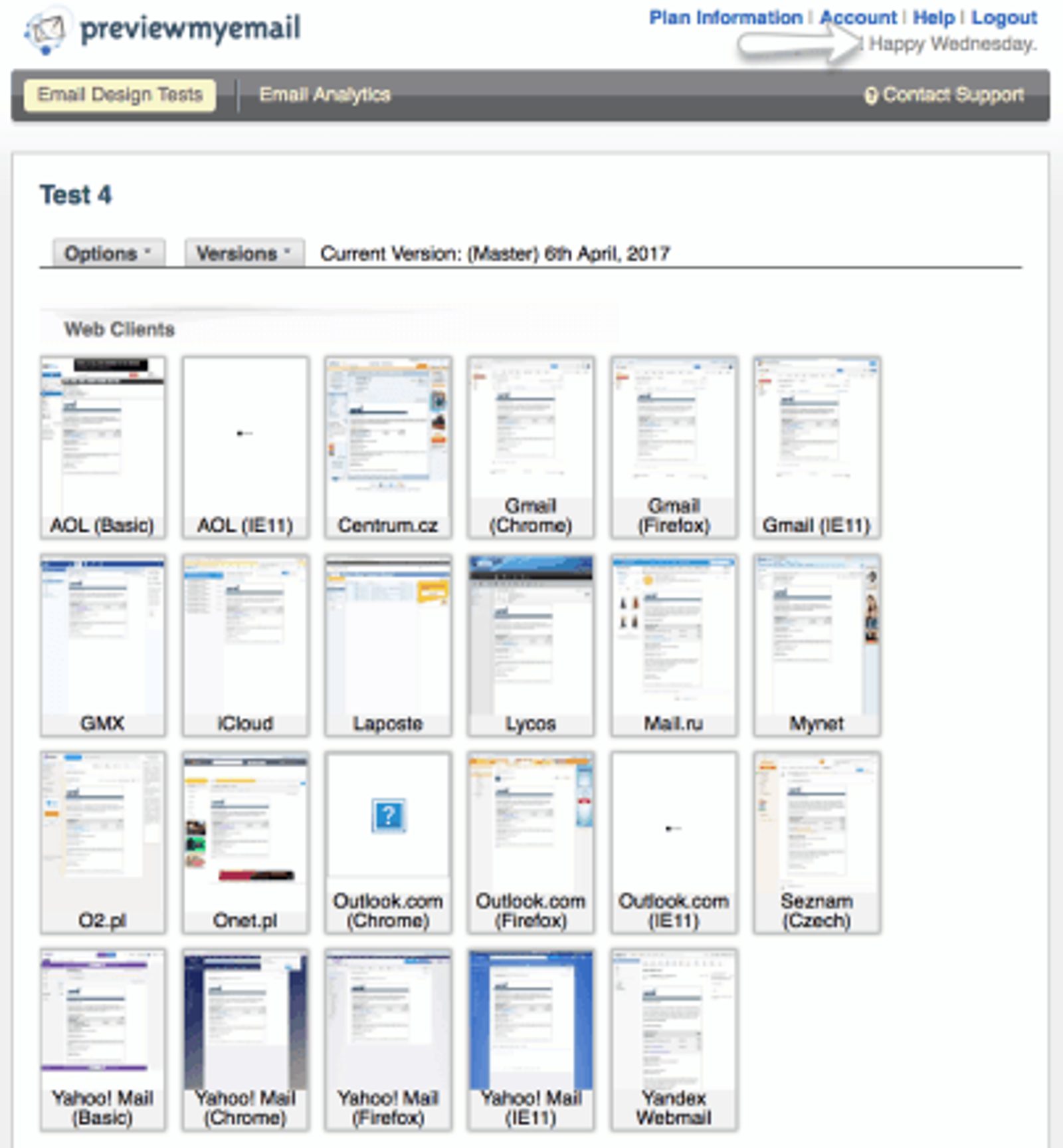 screenshot of previewmyemail testing tool