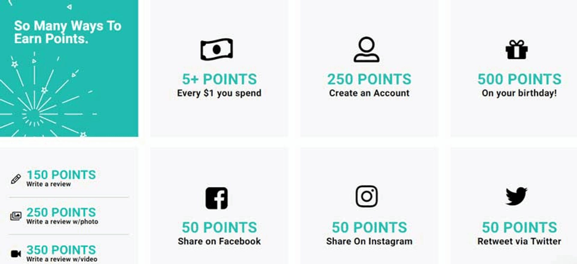 screenshot of sweetlegs rewards program