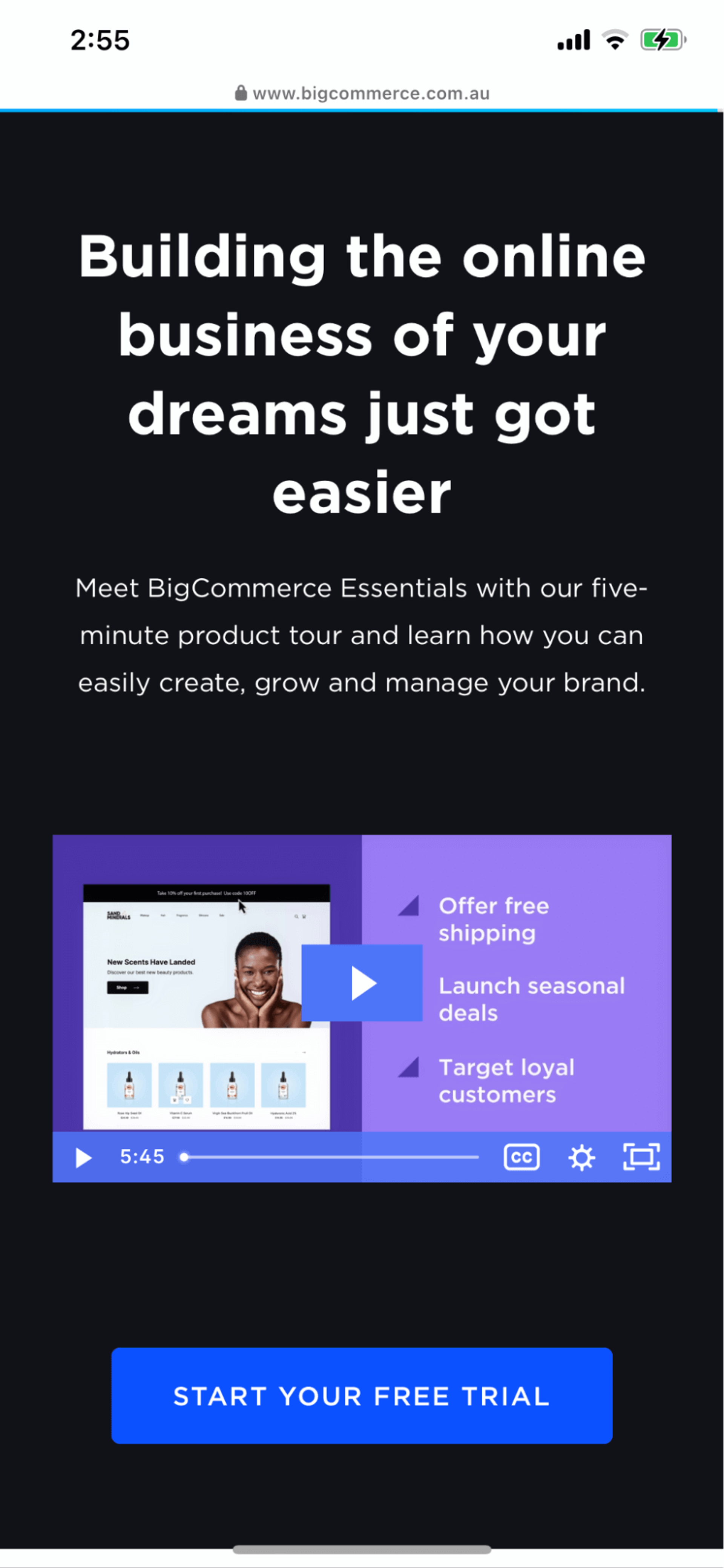bigcommerce landing page