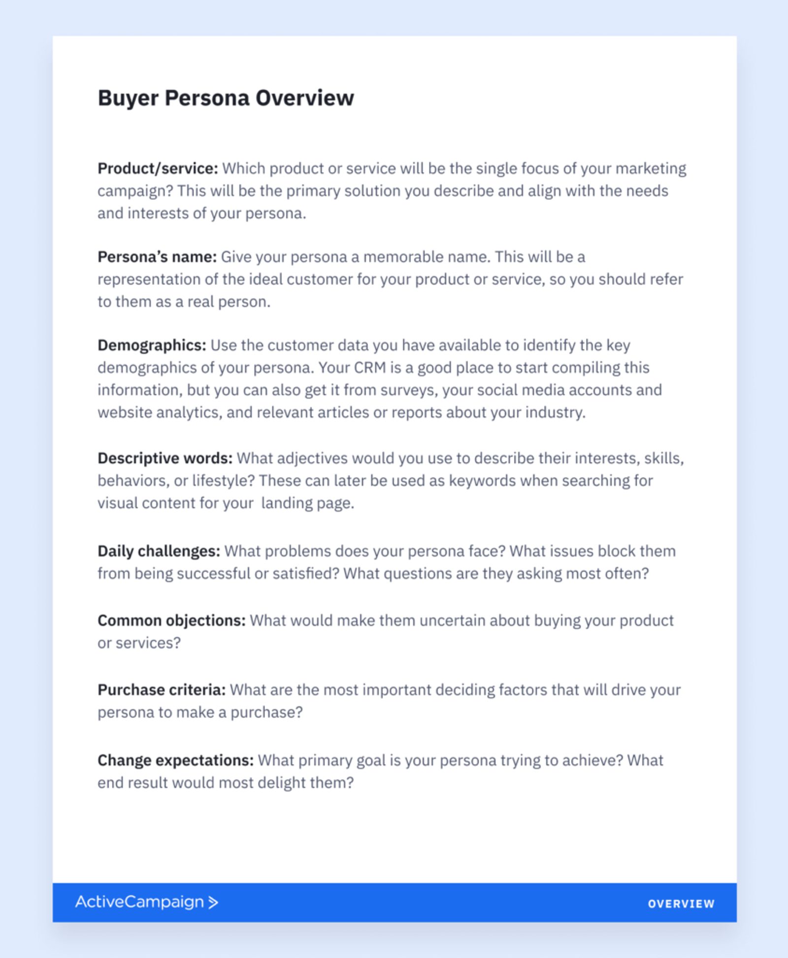 customer persona example