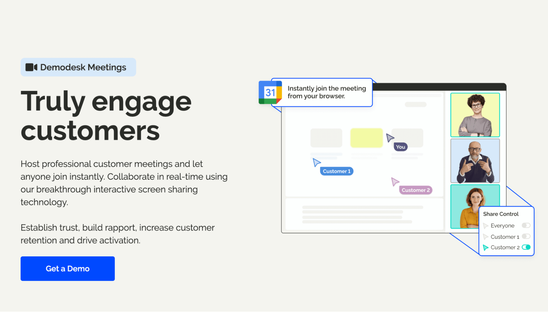 demodesk landing page