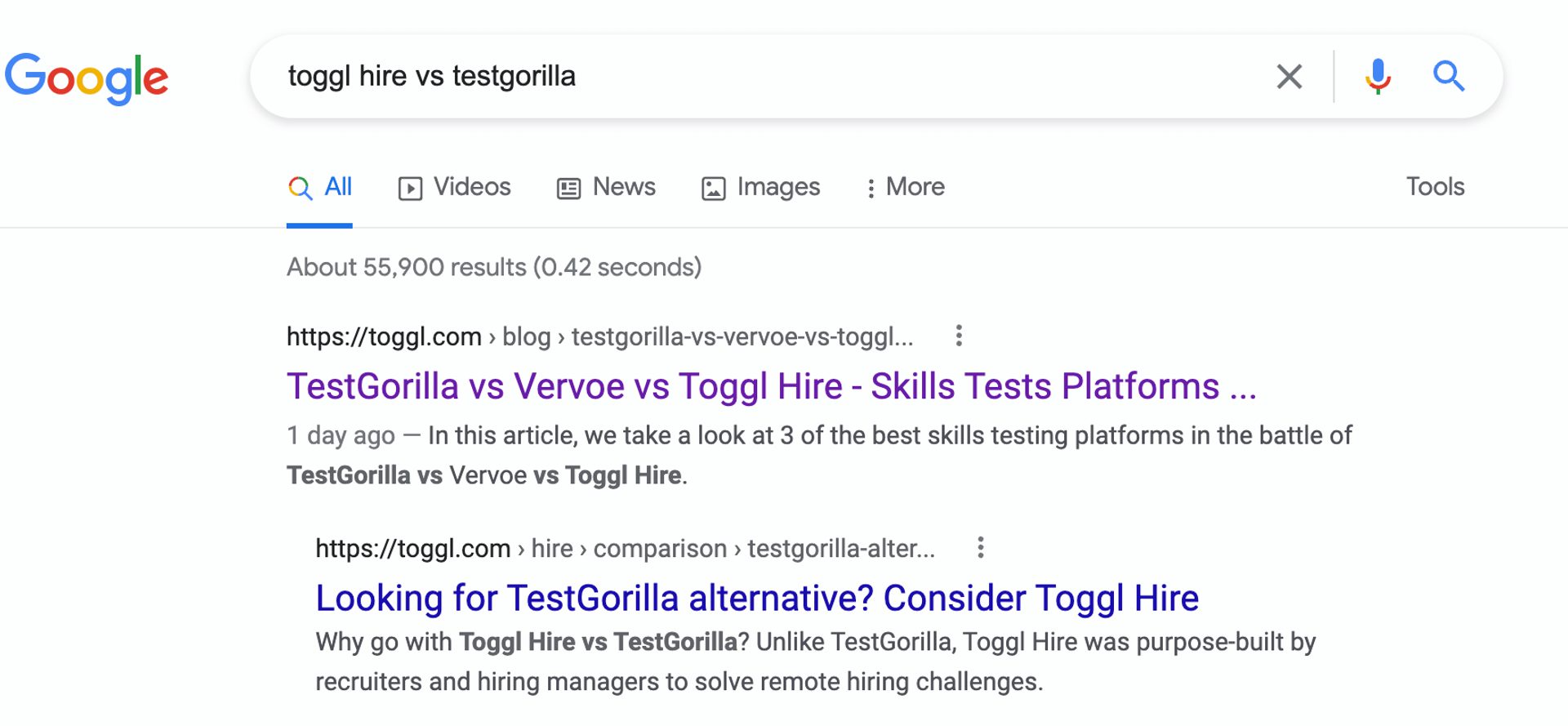 toggl hire organic content