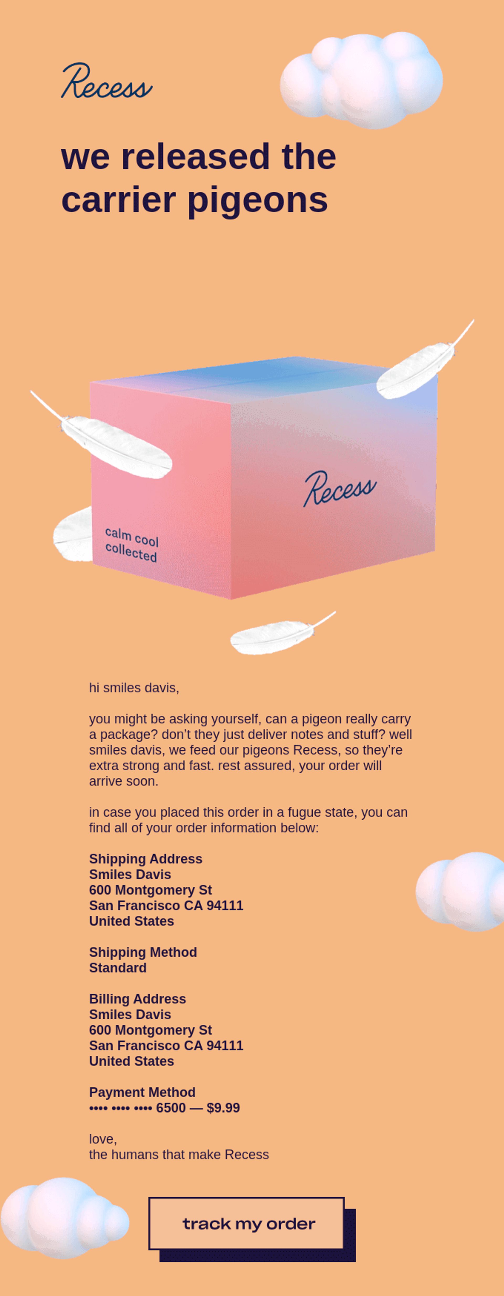 confirmation email design example