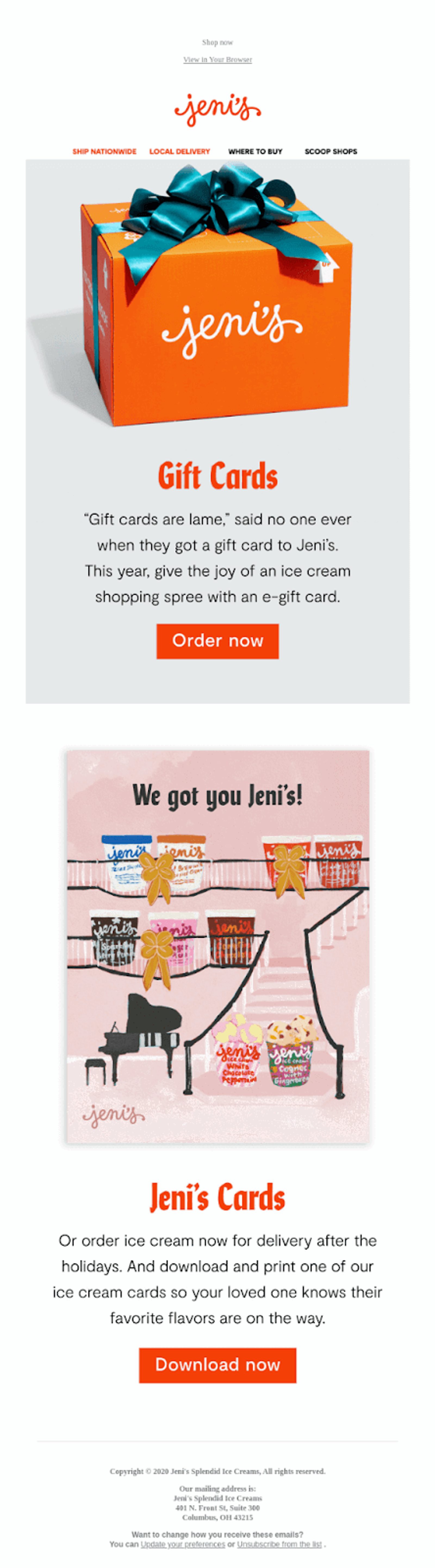 Jeni's ice cream email