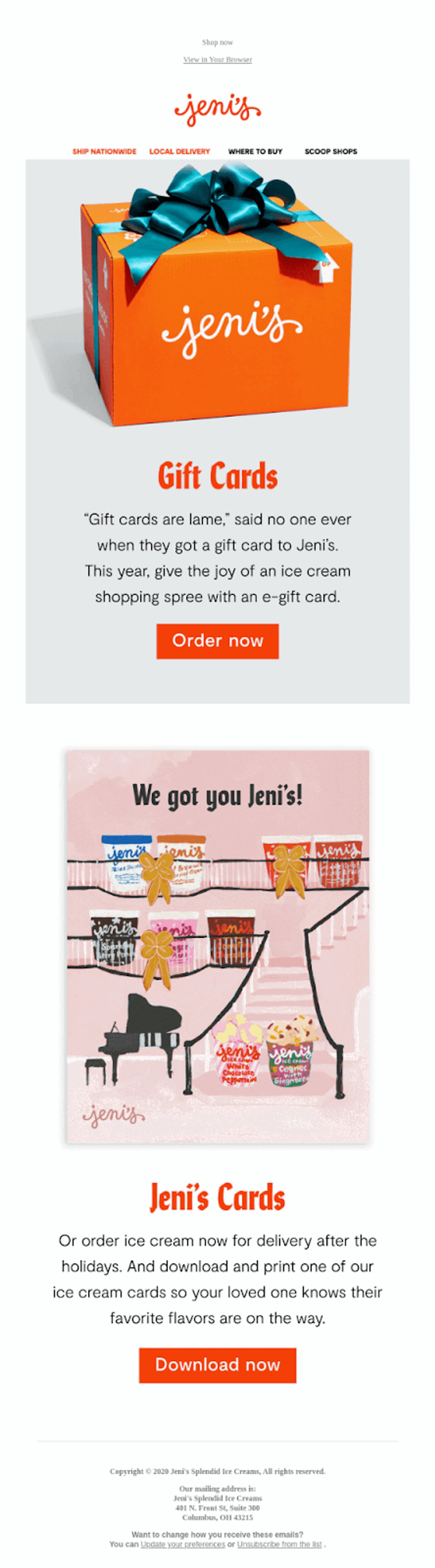 Jeni's ice cream email
