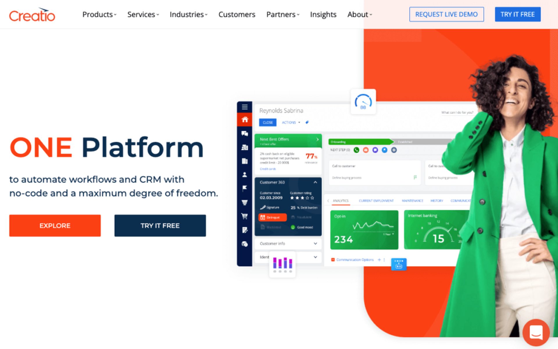 Startseite der Creatio-Website