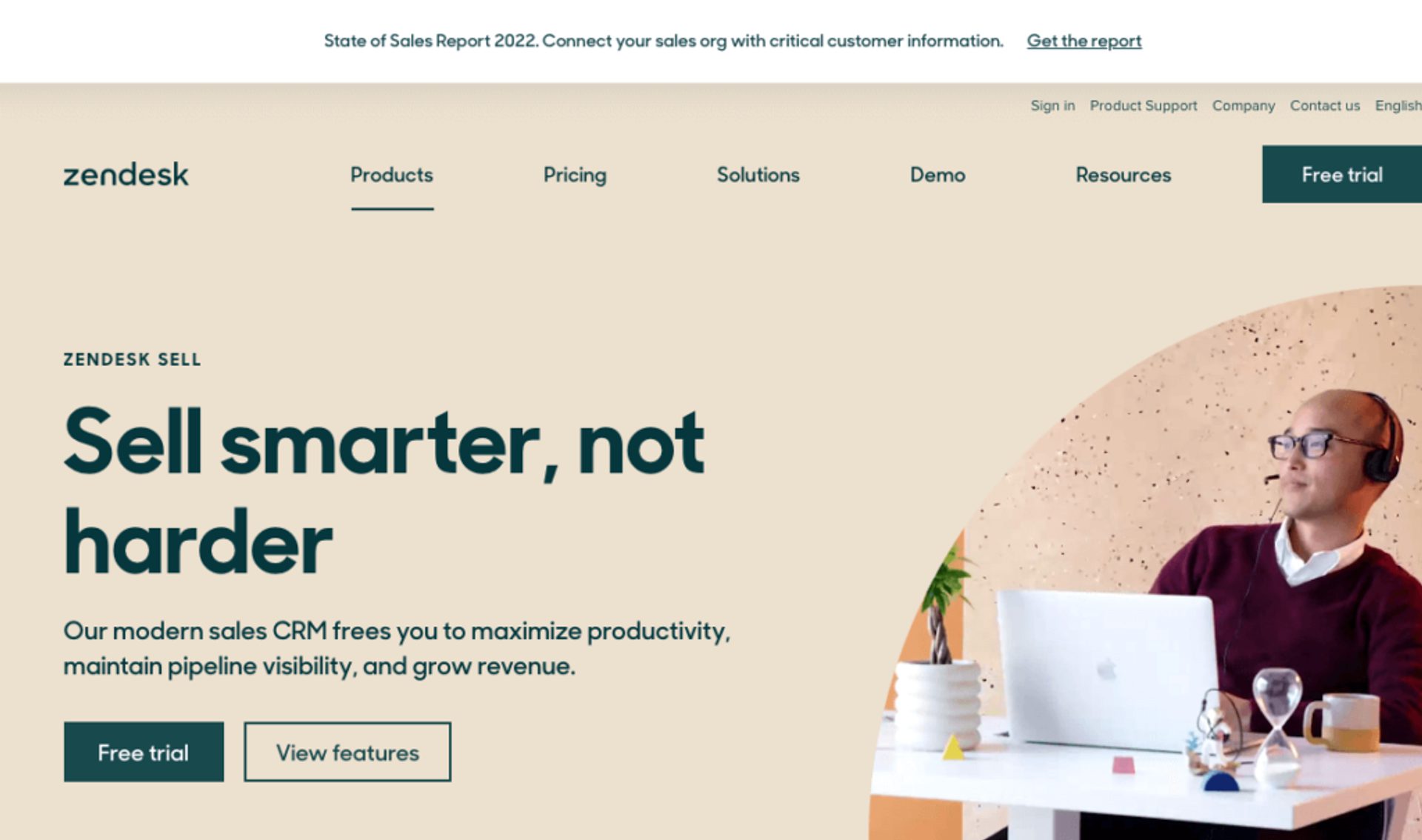 Startseite der Zendesk-Website