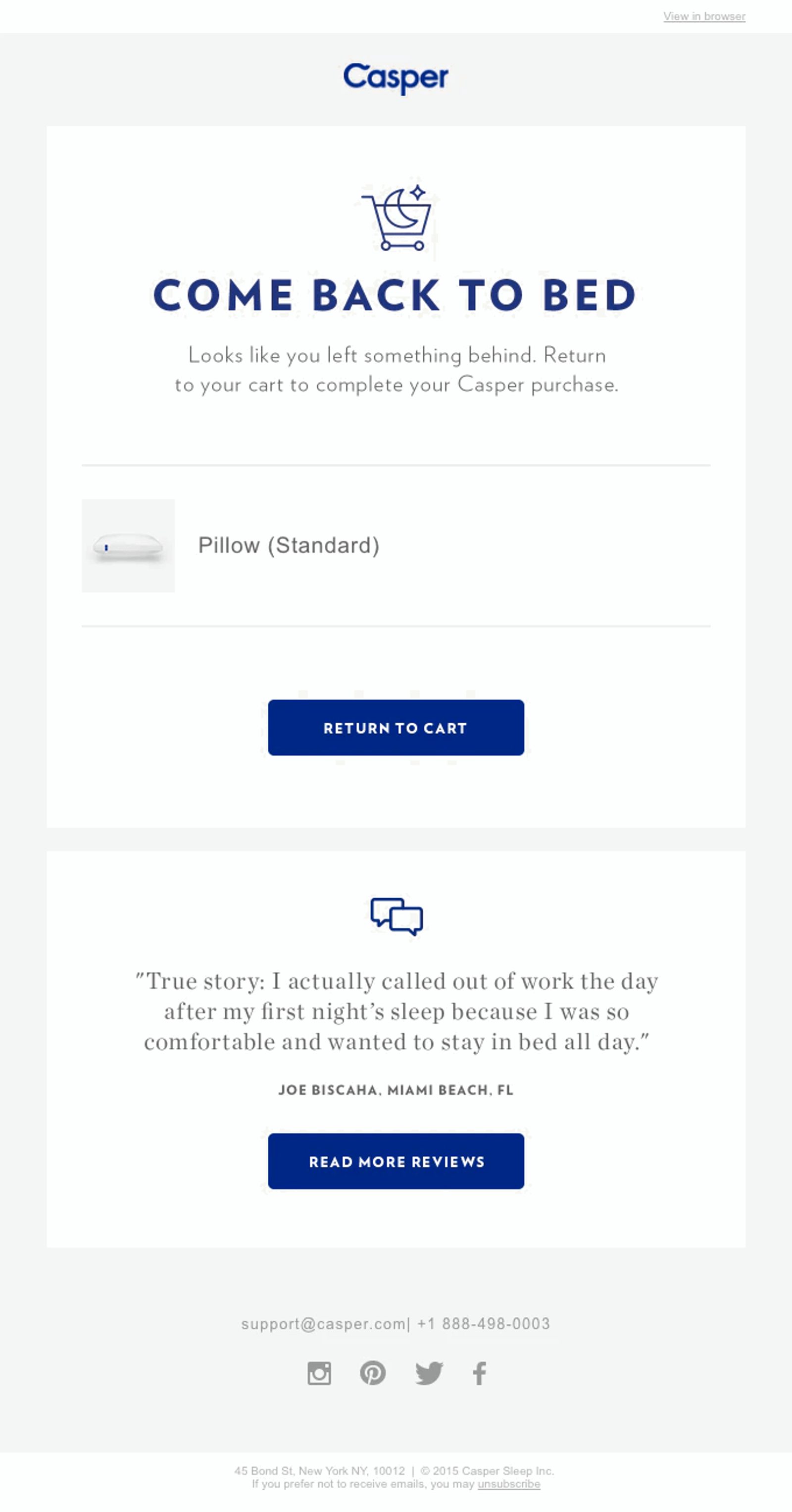 abandoned cart email example