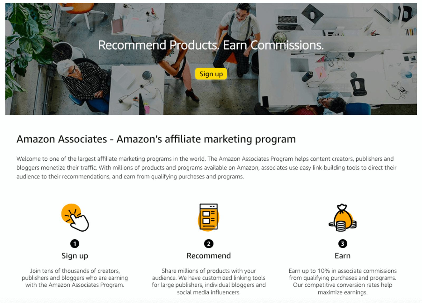 Amazon's affiliate program page