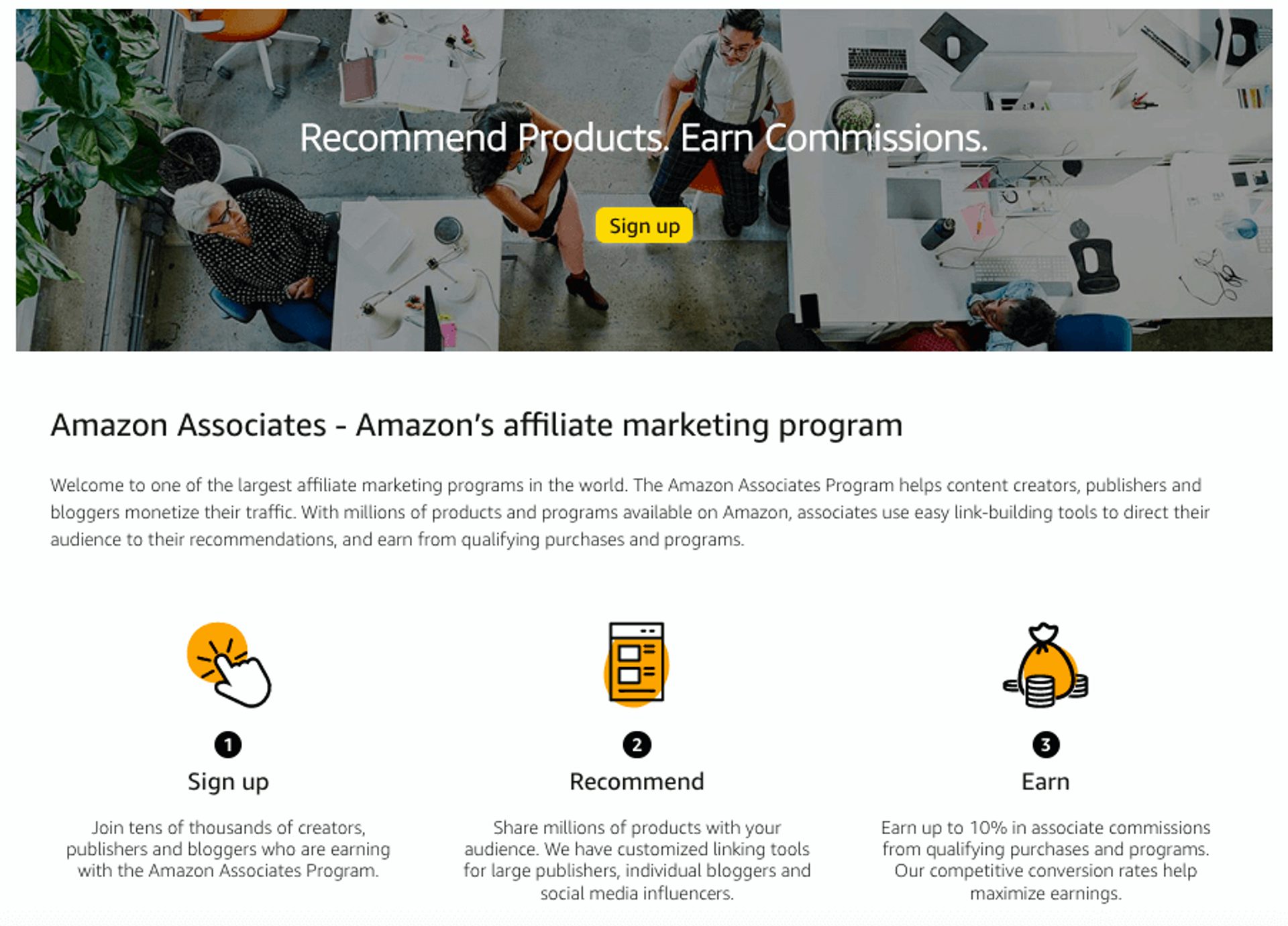 Amazon's affiliate program page