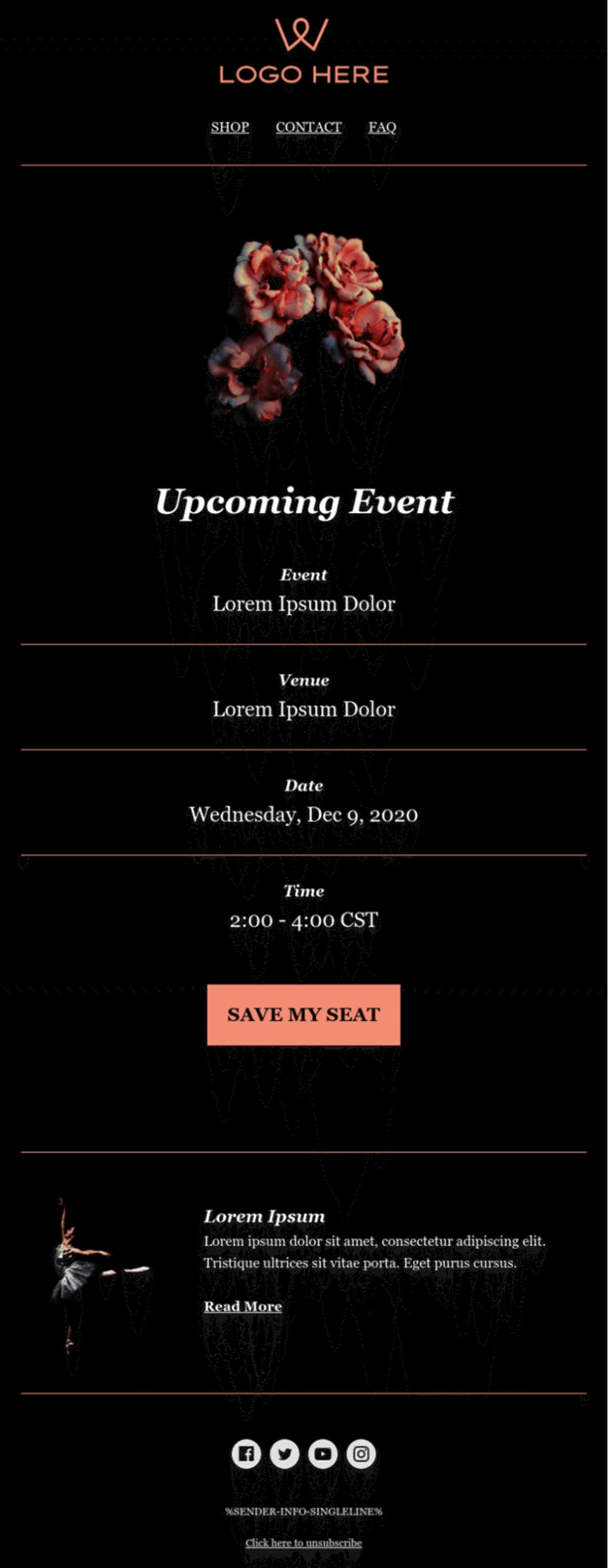 Email design consistency example