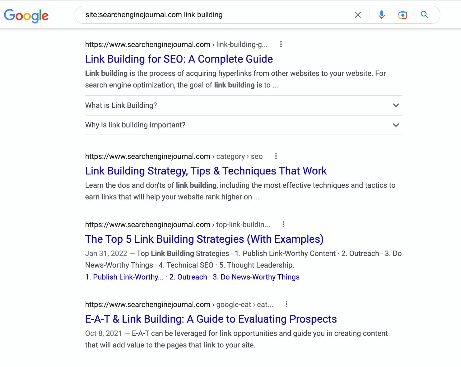 SEJ Site Search For Link Building