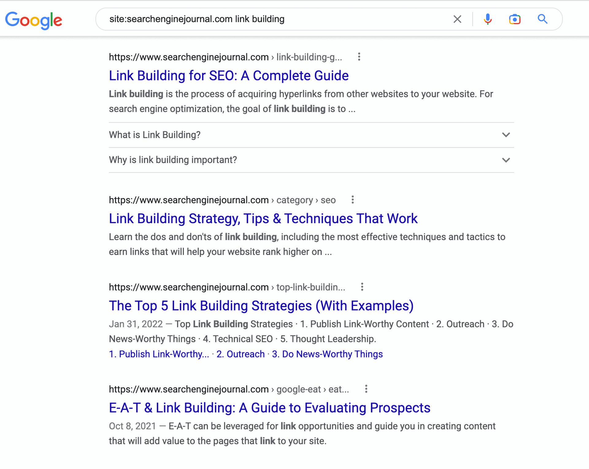 SEJ Site Search For Link Building