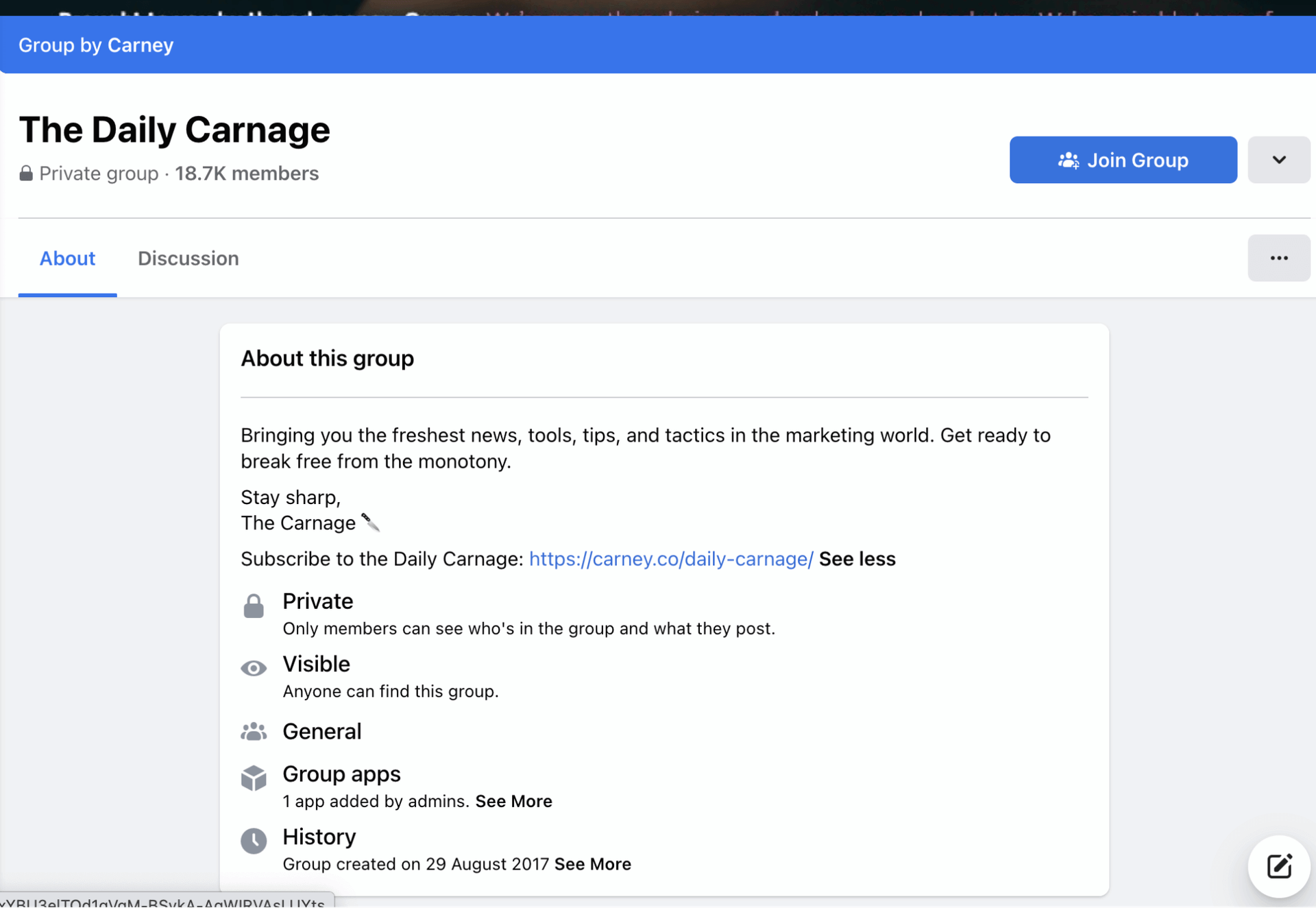 The Daily Carnage Facebook Group