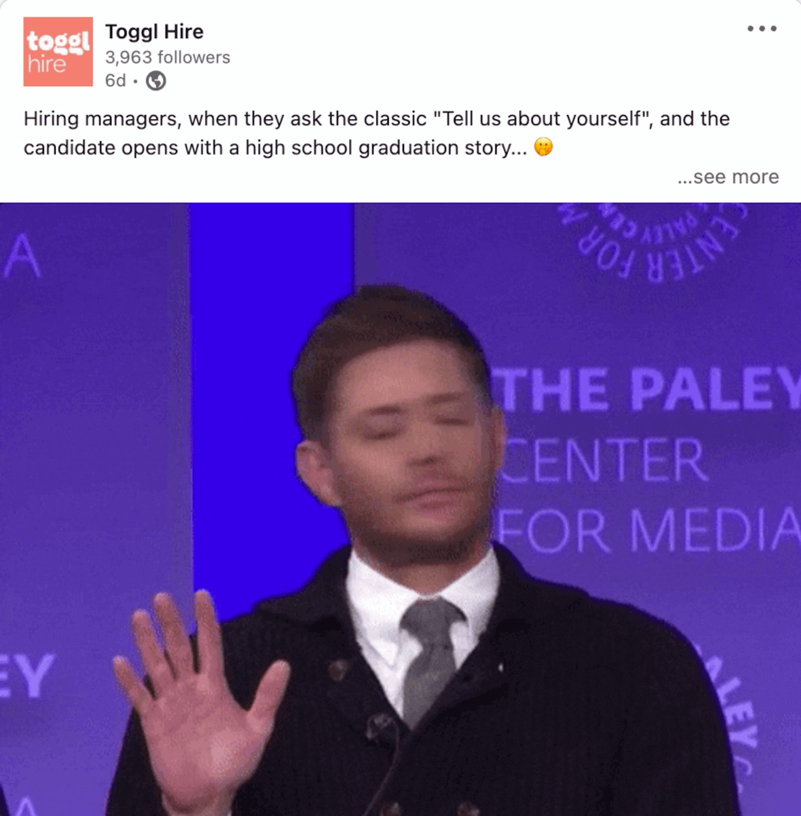 Toggl Hire LinkedIn Post