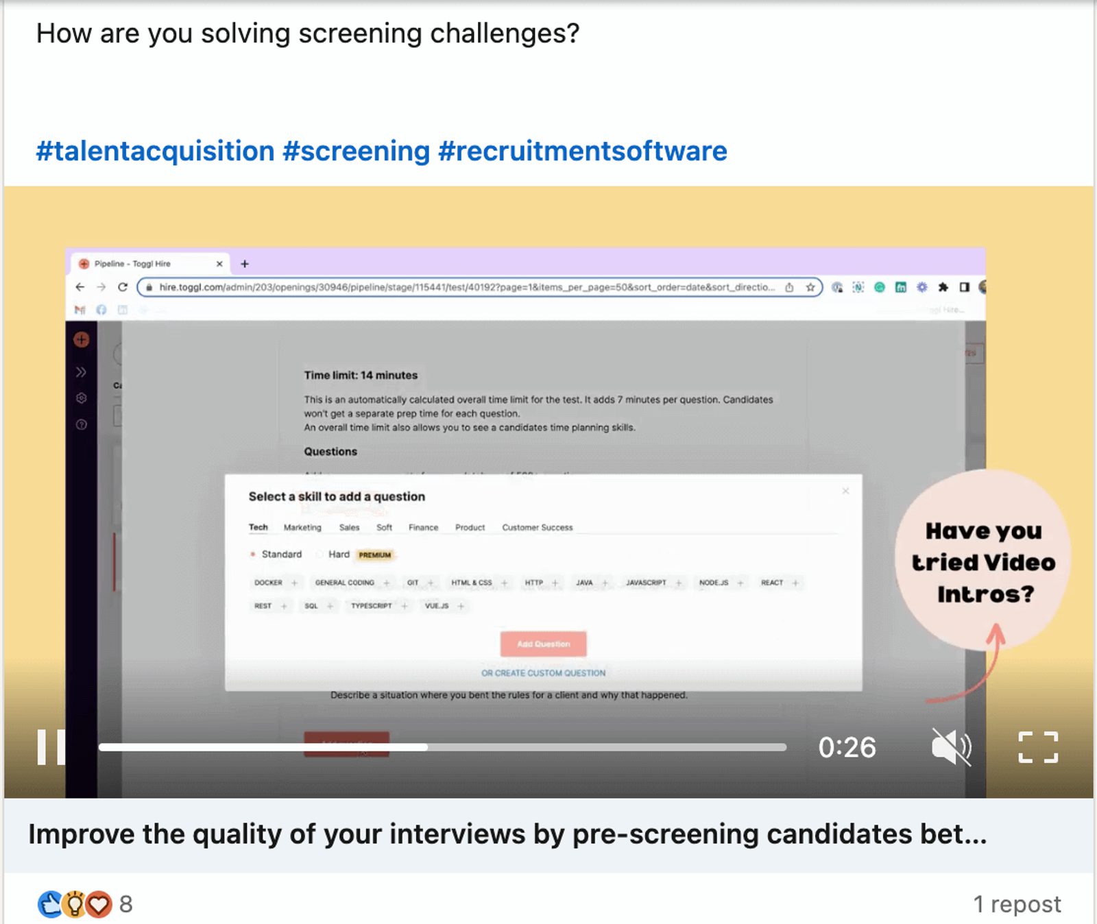 Toggl LinkedIn Video Post