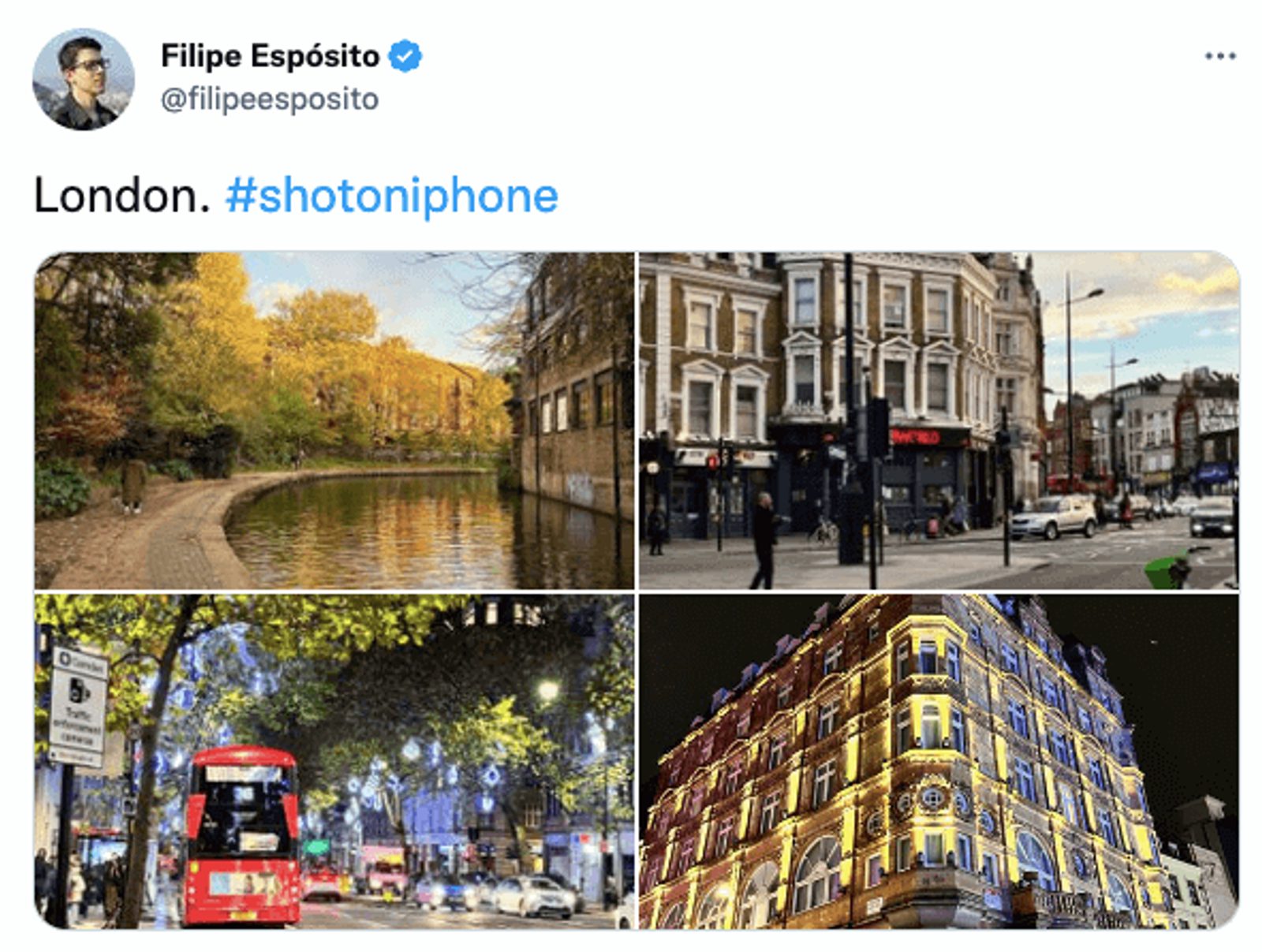 Tuit con cuatro imágenes de una ciudad