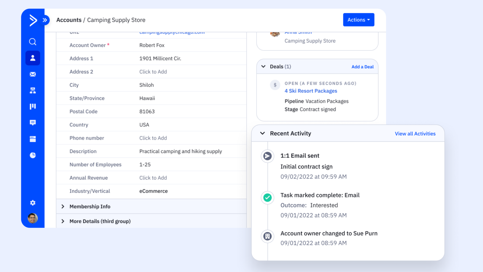 account records in ActiveCampaign