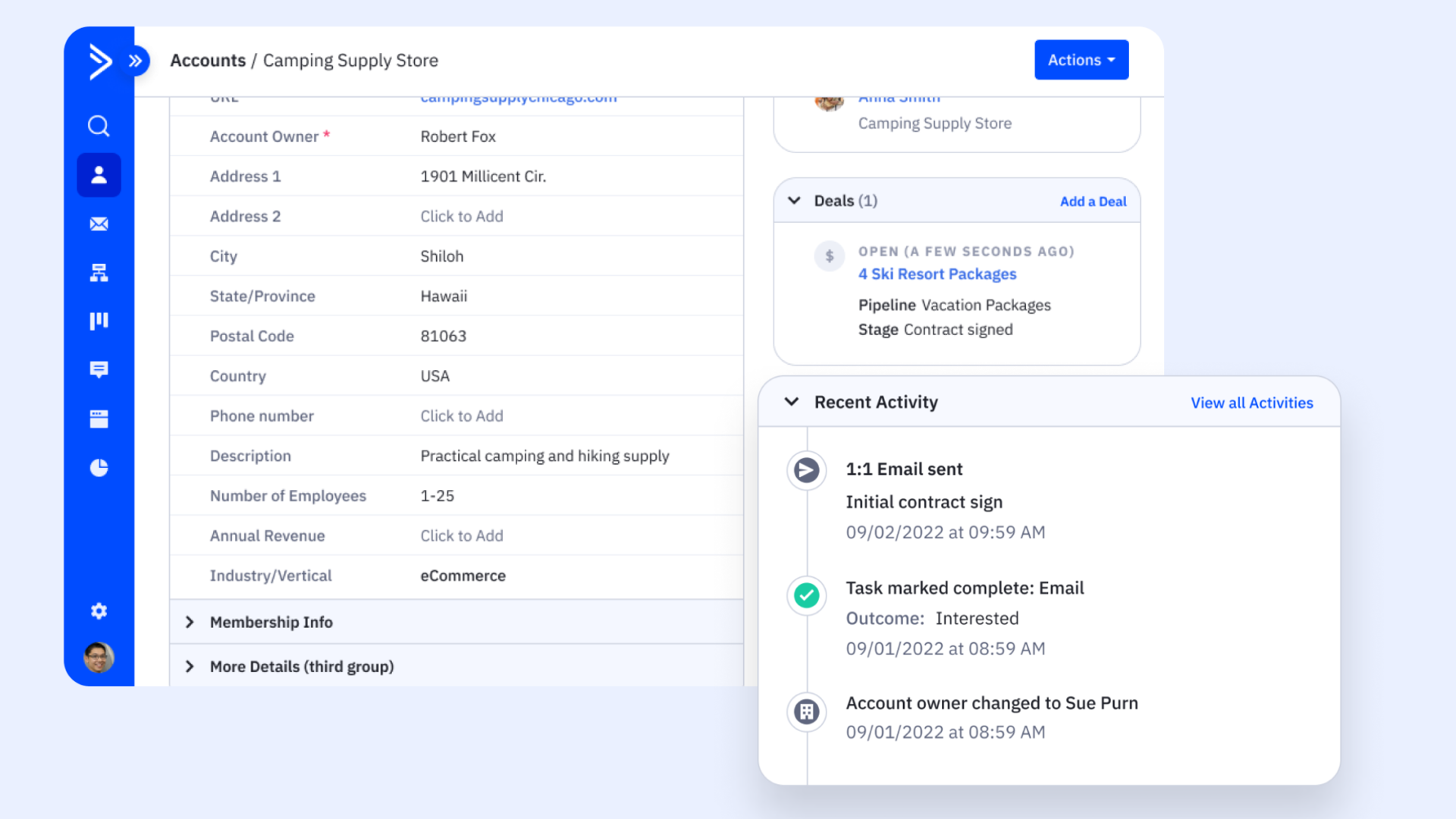 account records in ActiveCampaign