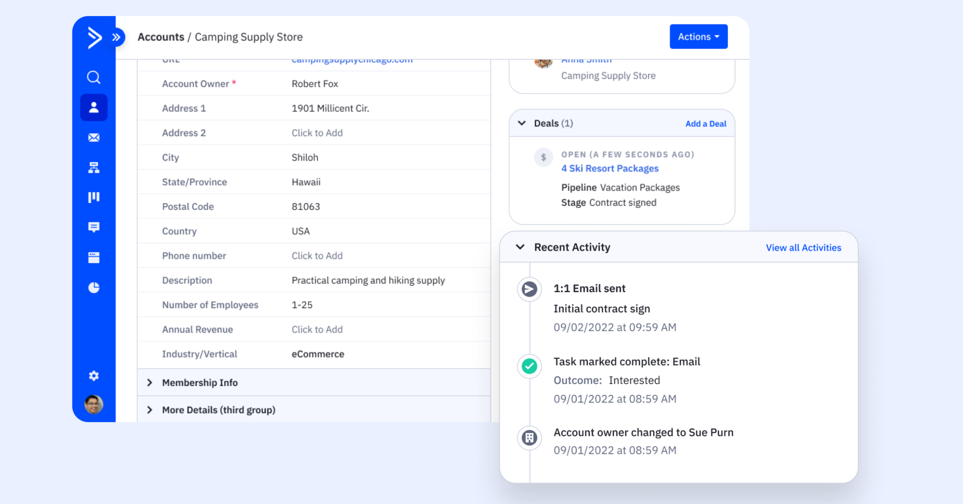 account records in ActiveCampaign