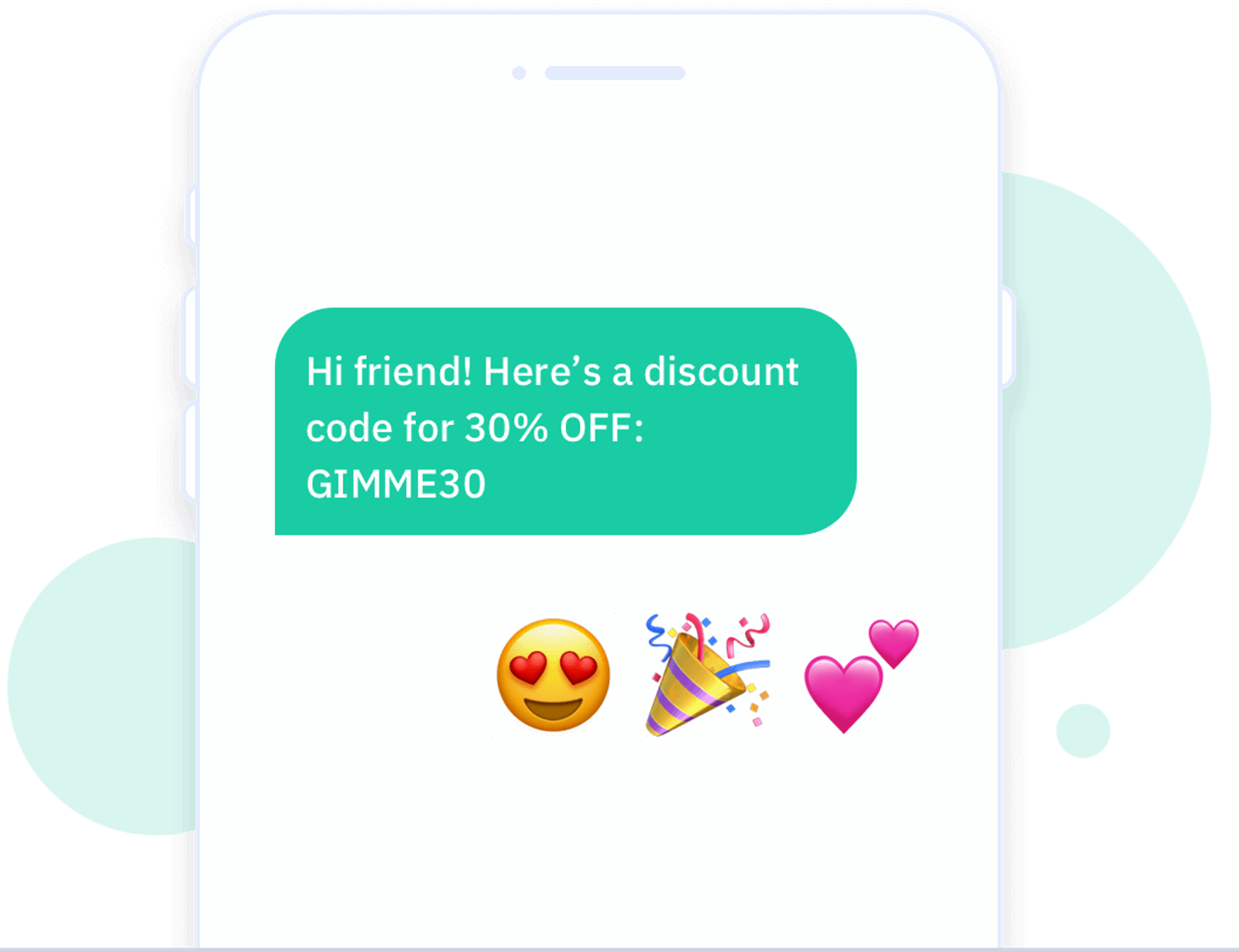 Smartphone showing discount code text