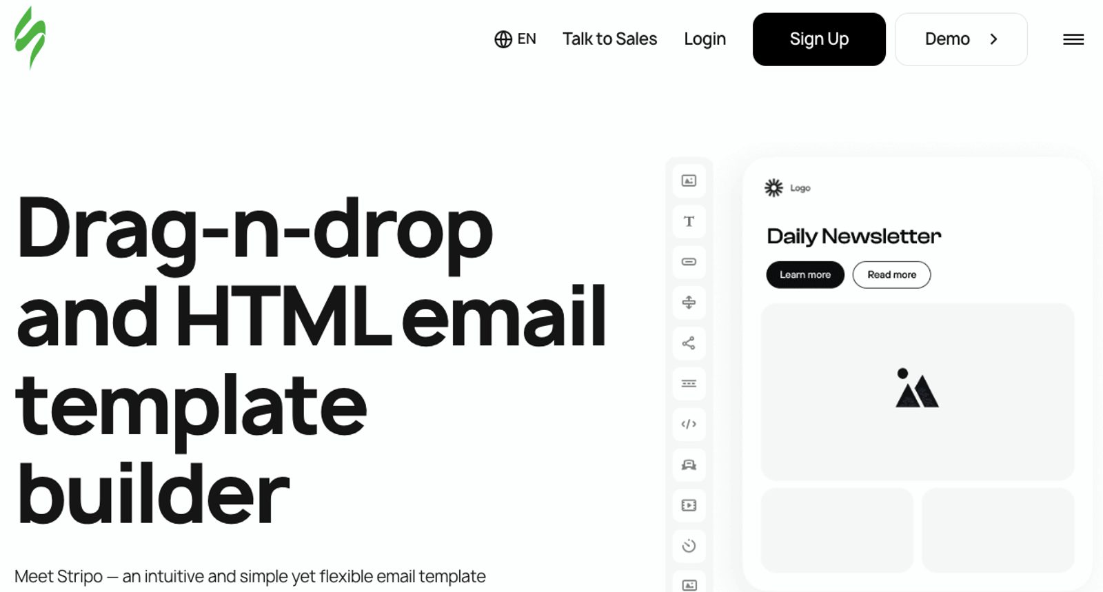 Homepage of Stripo website